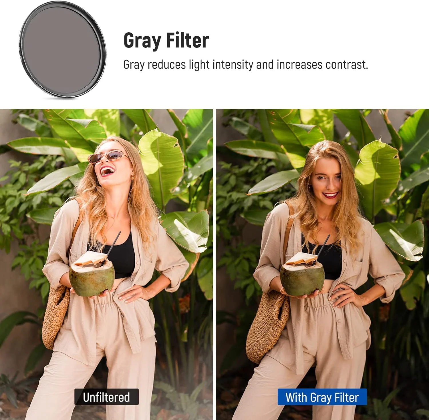 مجموعه فیلتر لنز رنگی 9 عددی Neewer، فیلترهای لنز رزینی 55 میلی متری با رنگ های قرمز، نارنجی، آبی، زرد، سبز، قهوه ای، بنفش، صورتی، خاکستری به همراه 2 کیف، لوازم جانبی لنز دوربین