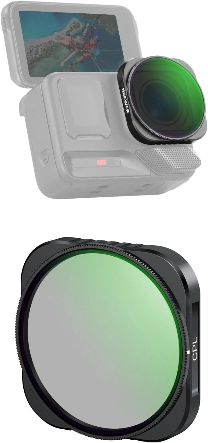 فیلتر CPL نیور سازگار با Insta360 Ace Pro و Ace Pro 2، فیلتر لنز دوربین اکشن CPL قابل تنظیم با شیشه اپتیکال HD چند لایه، مدل FL-C19