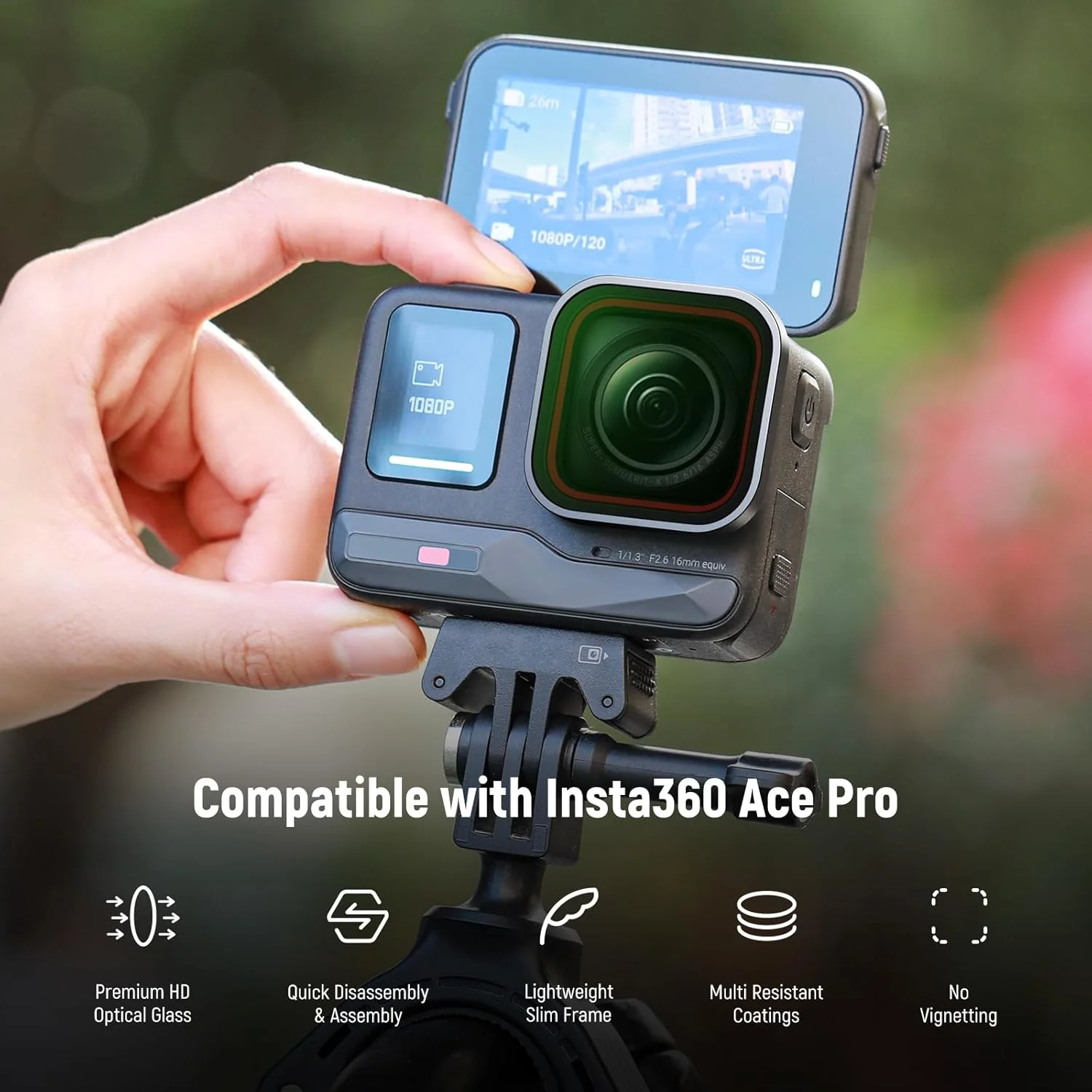 مجموعه فیلتر ND و CPL نیوئر سازگار با Insta360 Ace Pro، شامل فیلترهای ND16 ND32 ND64 CPL (چهار عدد) لوازم جانبی دوربین اکشن، فیلترهای پلاریزه با شیشه اپتیکال چند لایه و فریم آلومینیومی باریک