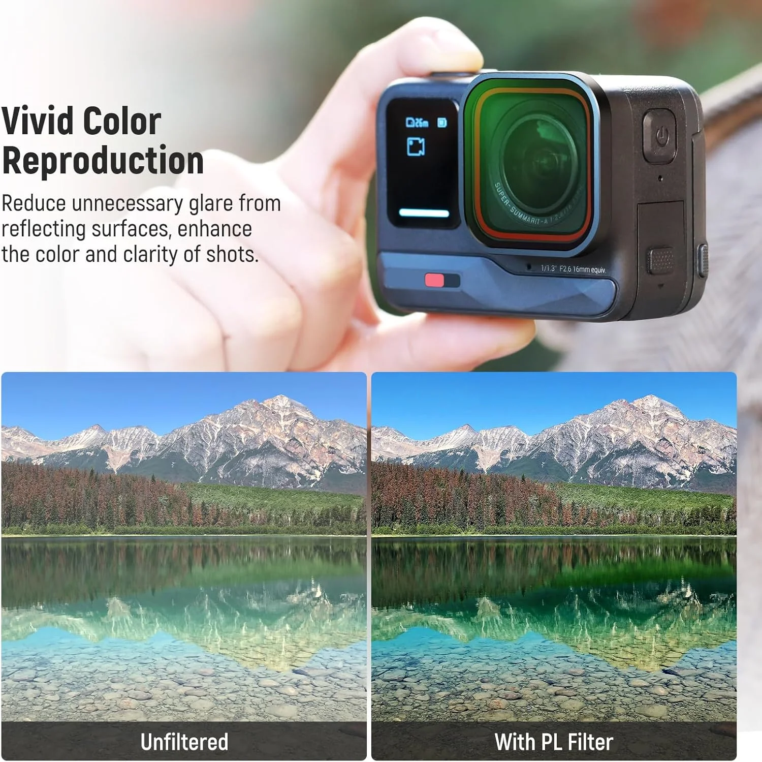 مجموعه فیلتر ND و CPL نیوئر سازگار با Insta360 Ace Pro، شامل فیلترهای ND16 ND32 ND64 CPL (چهار عدد) لوازم جانبی دوربین اکشن، فیلترهای پلاریزه با شیشه اپتیکال چند لایه و فریم آلومینیومی باریک