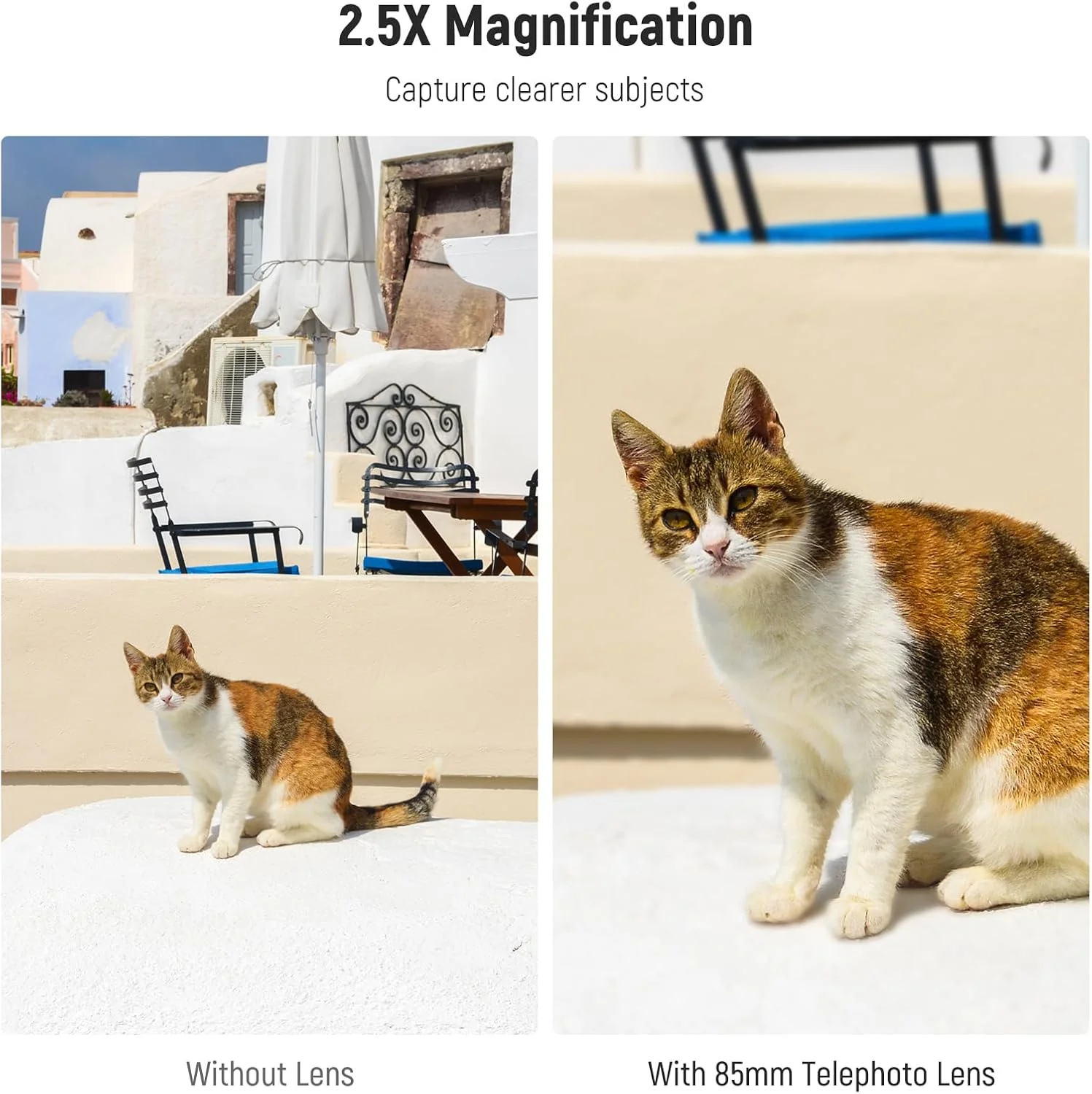 لنز تله فوتو 85 میلی‌متری HD نیور فقط برای بک پلیت با رزوه 17 میلی‌متری، بزرگنمایی 2.5 برابری سازگار با قفس تلفن SmallRig برای آیفون سامسونگ با آداپتور لنز 17 میلی‌متری و هود لنز، LS-59