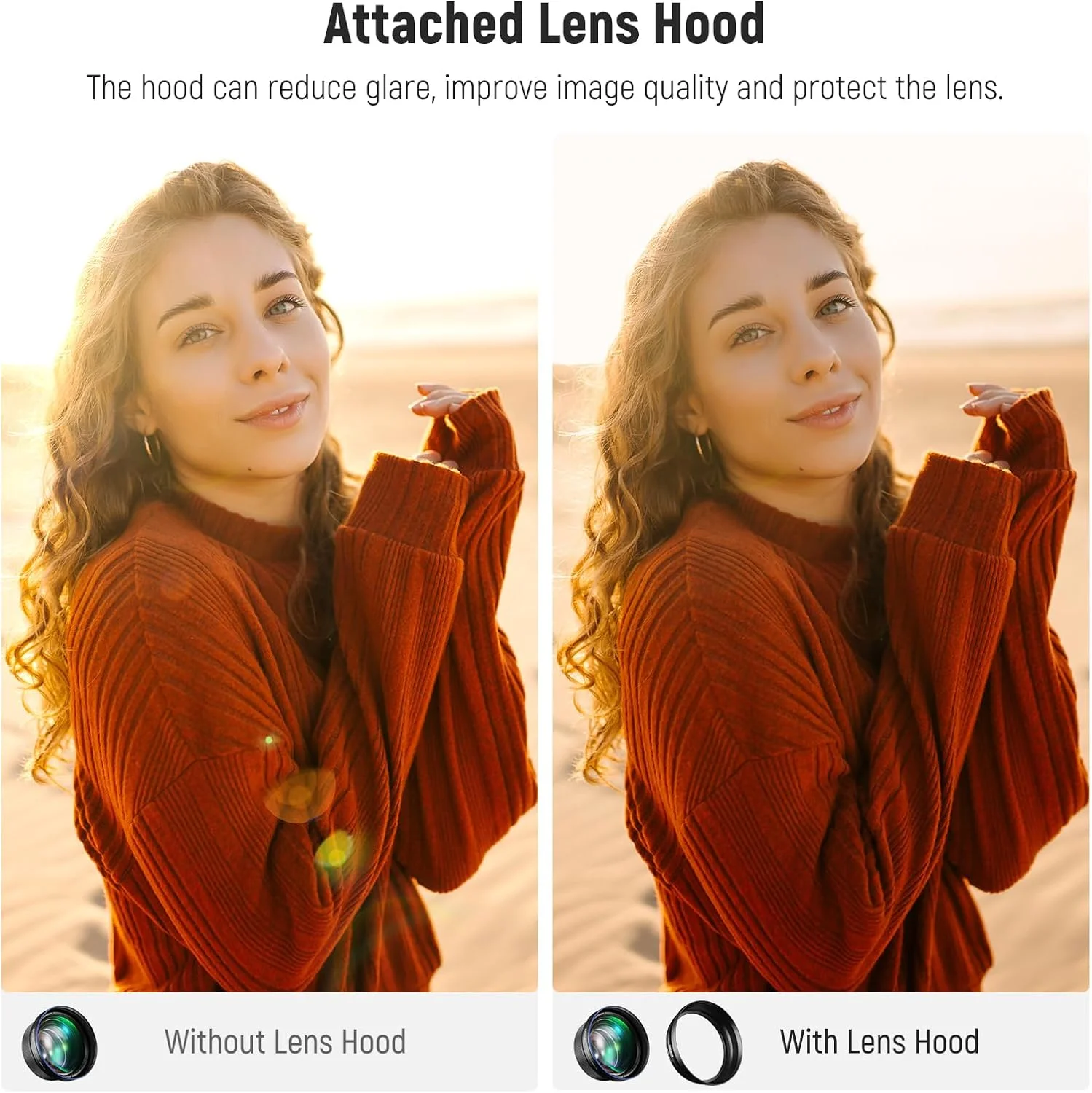 لنز تله فوتو 85 میلی‌متری HD نیور فقط برای بک پلیت با رزوه 17 میلی‌متری، بزرگنمایی 2.5 برابری سازگار با قفس تلفن SmallRig برای آیفون سامسونگ با آداپتور لنز 17 میلی‌متری و هود لنز، LS-59