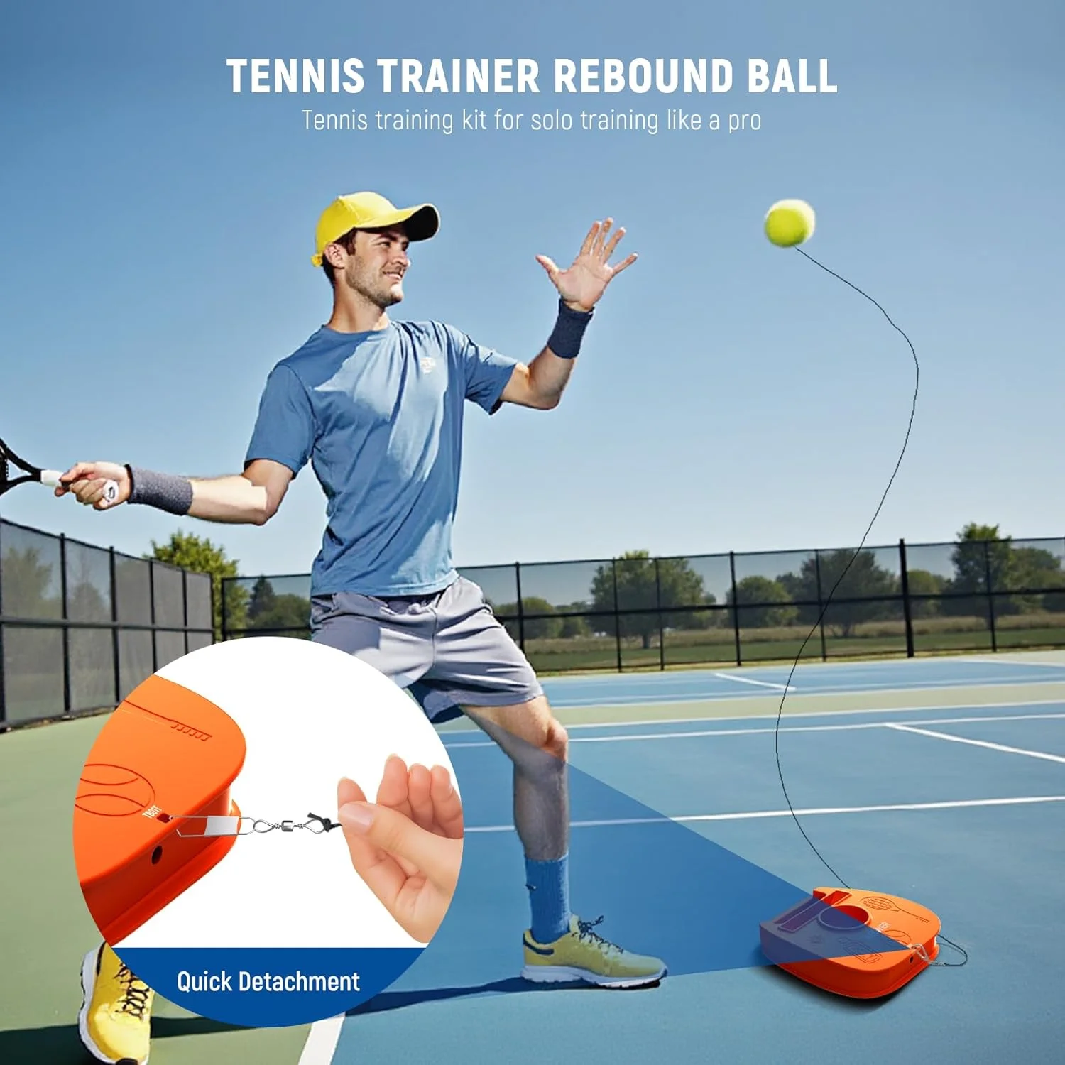 مجموعه توپ و پایه تمرین تنیس انفرادی قابل حمل NEEWER با پایه آهنی سنگین ضد لغزش، نگهدارنده راکت، 3 عدد توپ تنیس با سیم کشی الاستیک، ریباندر تمرین شخصی برای بزرگسالان، کودکان و مبتدیان، TB01Z