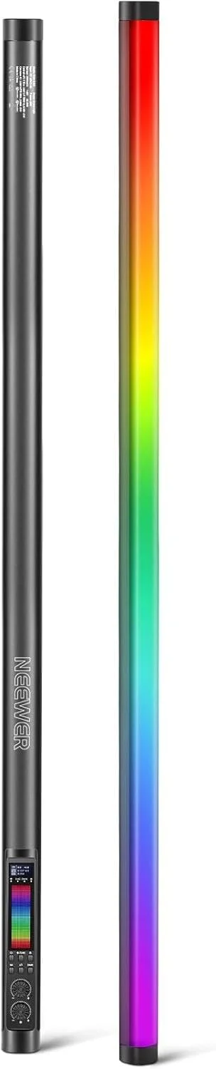 چراغ تیوب RGB مدل NEEWER TL120C، چراغ LED ویدئویی عکاسی تمام رنگی RGBWW با توان 42 وات با کنترل از طریق اپلیکیشن/2.4G/DMX، دارای 7 جلوه پیکسلی/18 صحنه، دمای رنگ 2500K-10000K، باتری 6000mAh