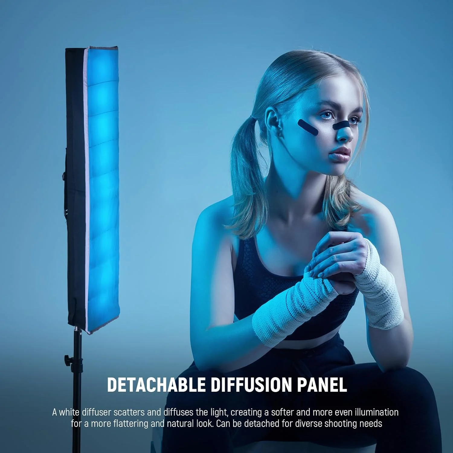 نرم باکس دیفیوزر نور NEEWER برای میله نور LED مدل TL60، دیفیوزر نوار نور LED با شبکه لانه زنبوری، کیف حمل، بست های لمسی برای عکاسی، فیلمبرداری، پرتره، NS8S