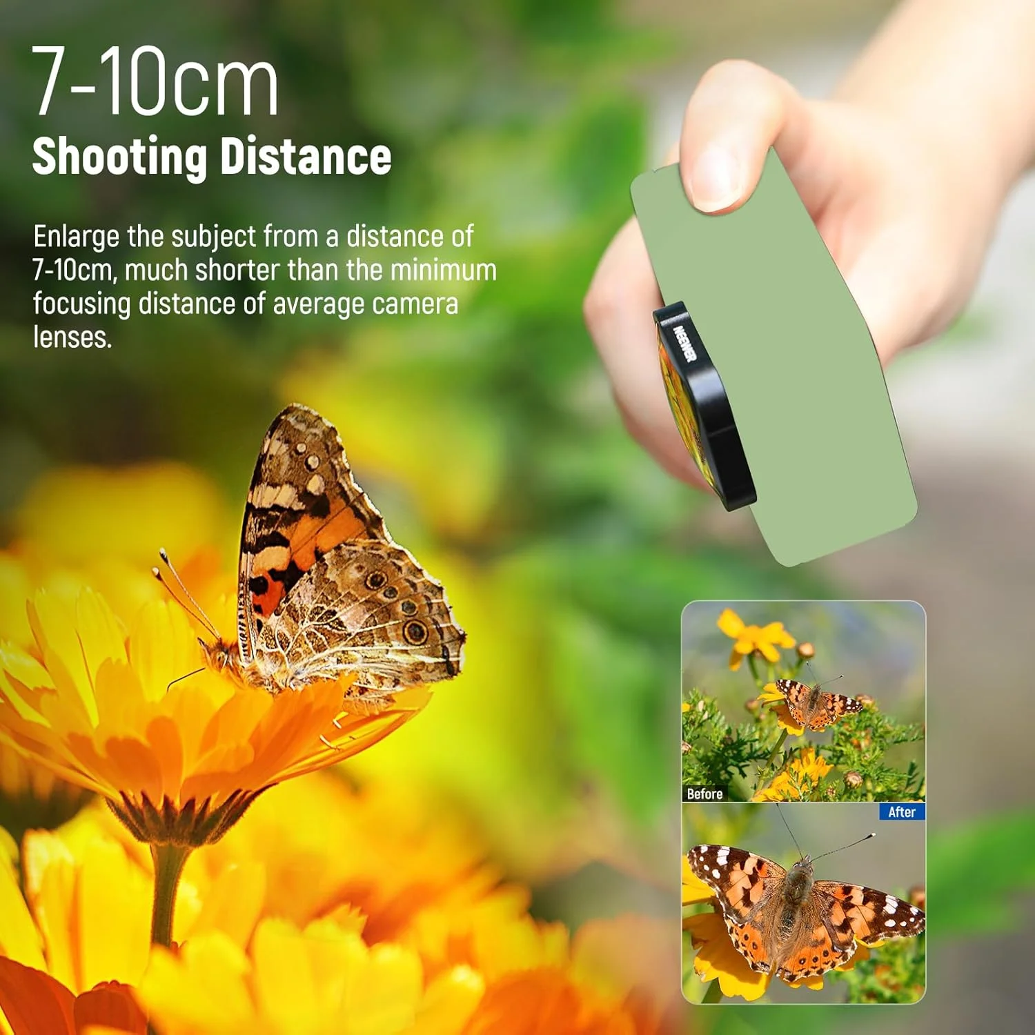 لنز ماکرو با بزرگنمایی 15 برابر نیور، فاصله کانونی 7-10 سانتی متر، سازگار با دوربین های اکشن GoPro Hero 13 12 11 10 9، غیر ضد آب، LS-31