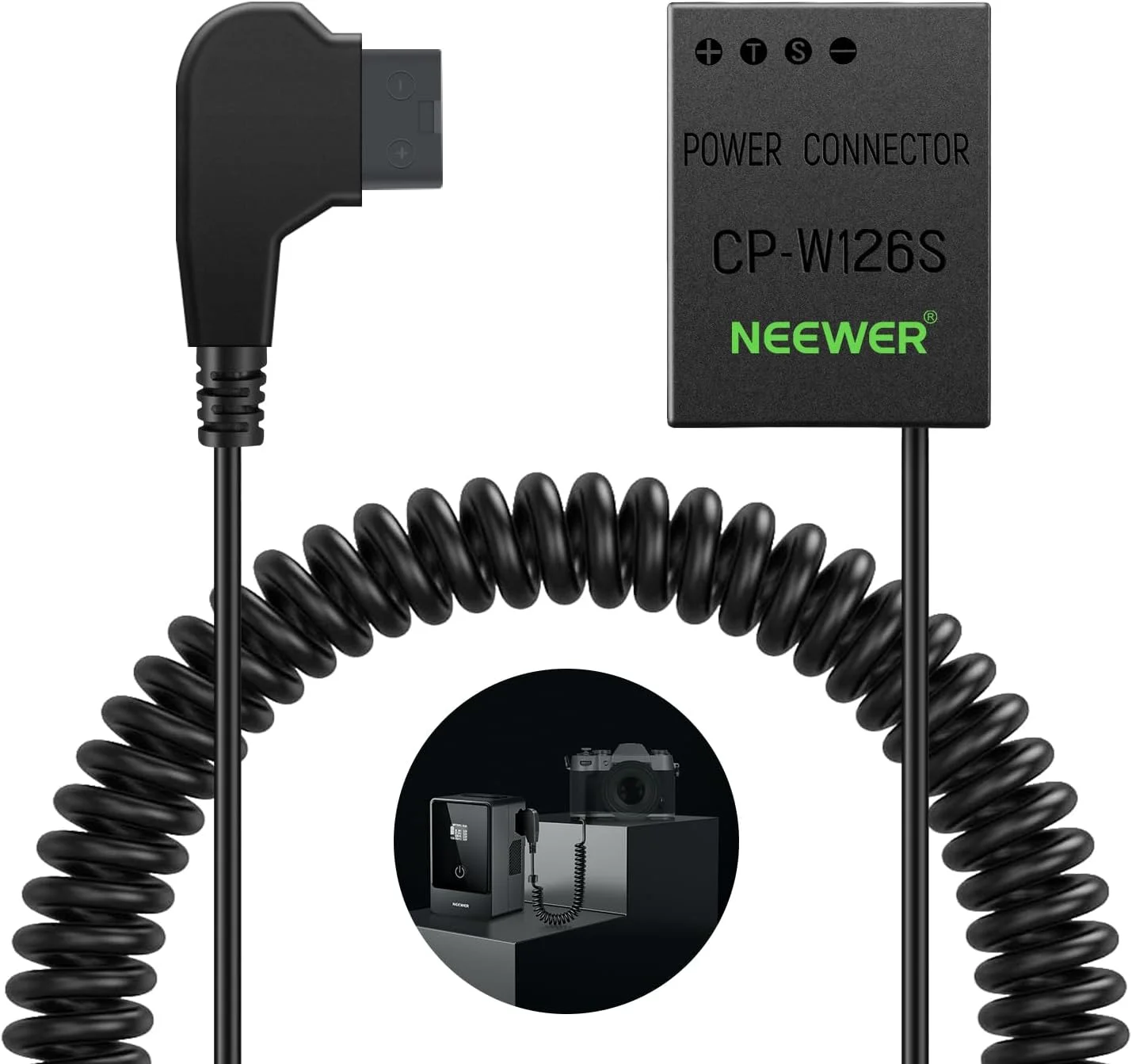 باتری ماکت NEEWER D Tap به NP-W126S به همراه کابل برای باتری V Mount، آداپتور برق D Tap با منبع تغذیه پیوسته و پایدار سازگار با Fujifilm X100VI X-T200 X-S10 X-E4 X-T30 II X-Pro3, CP-W126S