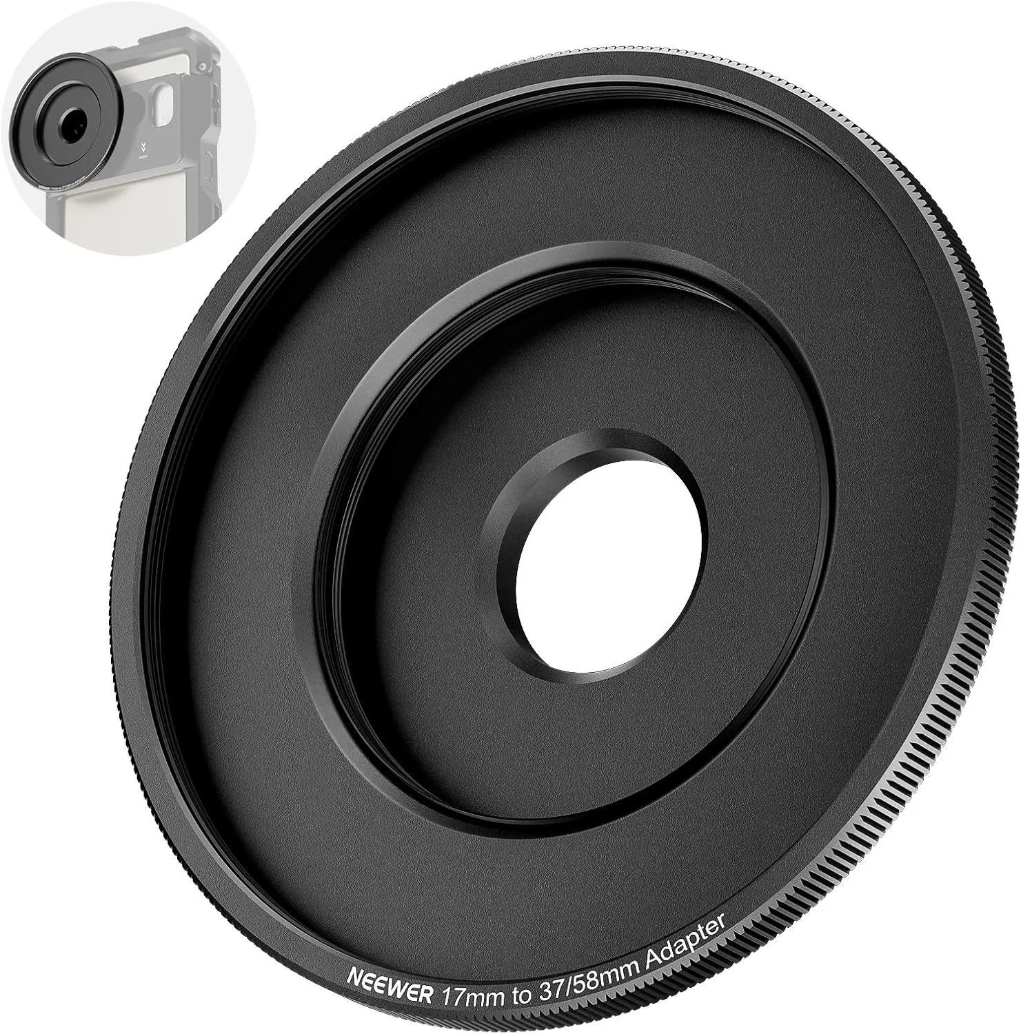 حلقه آداپتور لنز NEEWER از 17 میلی متر به 37 میلی متر و 58 میلی متر، سازگار با لنزهای 37 میلی متری Beastgrip، فیلترهای 58 میلی متری، قفس تلفن، ریگ، تثبیت کننده برای ضبط ویدیو با آیفون 16 15 پرو مکس S24 Ultra، PA062