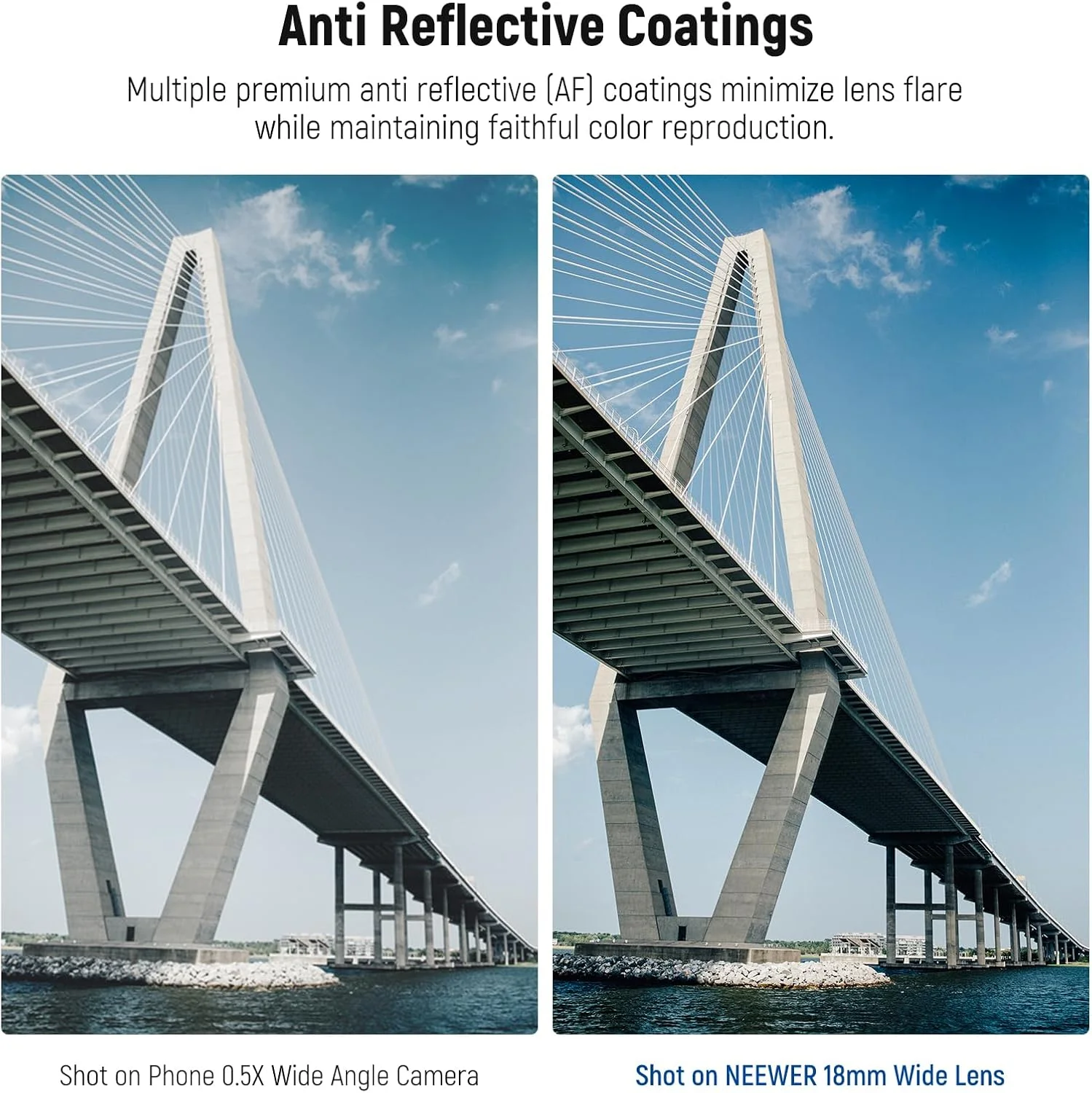 لنز زاویه باز 18 میلی‌متری NEEWER با گیره لنز دوربین گوشی دارای رزوه 17 میلی‌متری، میدان دید 100 درجه، بزرگنمایی 0.5X، 6 عنصر در 5 گروه، سازگار با آیفون، اندروید، سامسونگ برای عکاسی موبایل، LS-72