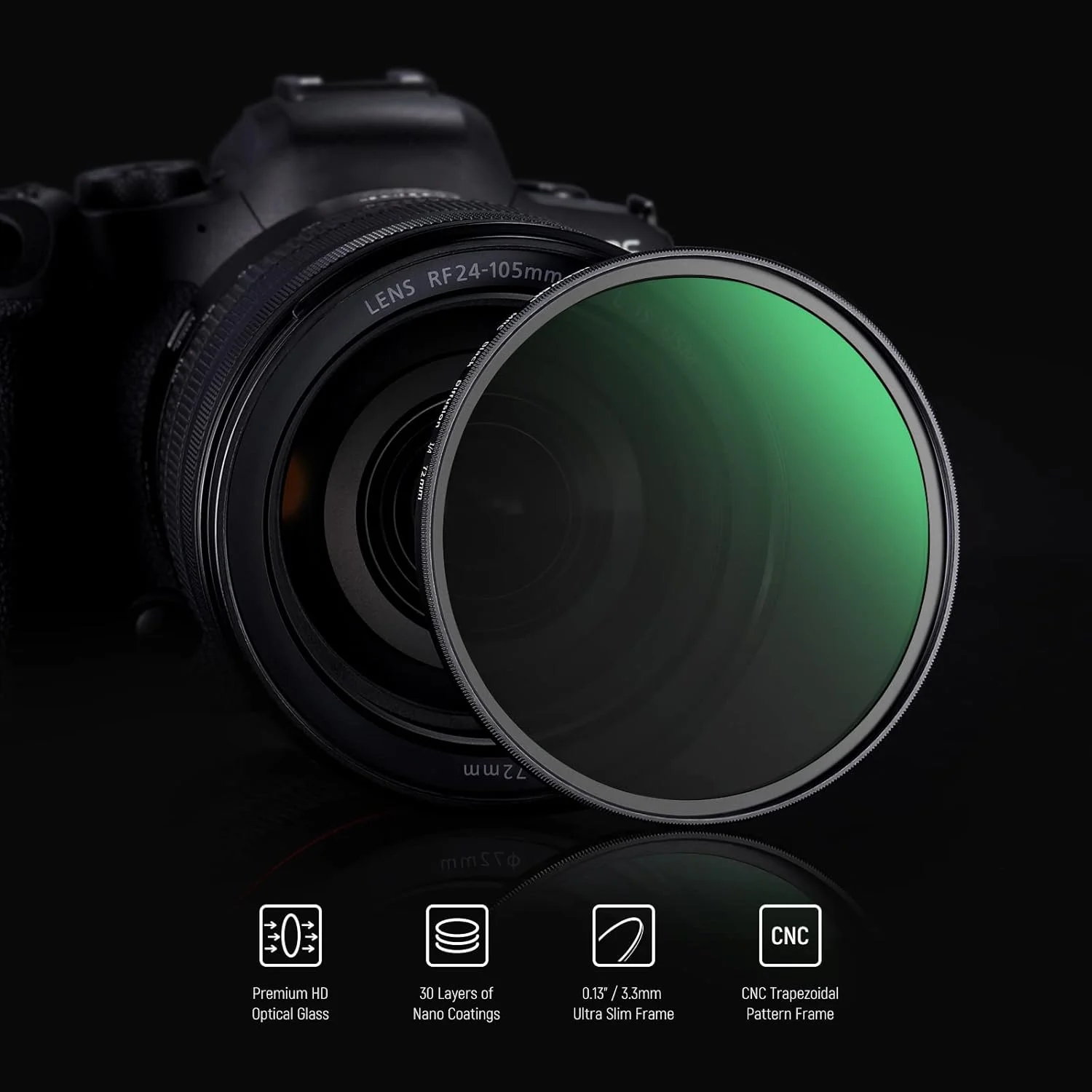 فیلتر دیفیوژن سیاه 72 میلی‌متری NEEWER 1/4، فیلتر جلوه سینمایی رویایی، شیشه اپتیکال HD فوق‌العاده باریک مقاوم در برابر آب و خراش، 30 لایه پوشش نانو برای عکاسی ویدئویی/ولاگ/پرتره