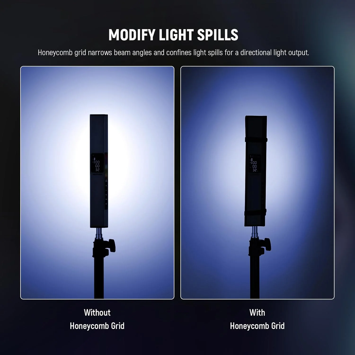 نرم باکس دیفیوزر توری NEEWER برای میله نور ال ای دی RGB1، نرم باکس نواری لانه زنبوری با دیفیوزر، کیف حمل، بست های چسبی برای عکس، فیلم، پخش زنده، پرتره، عکاسی محصول