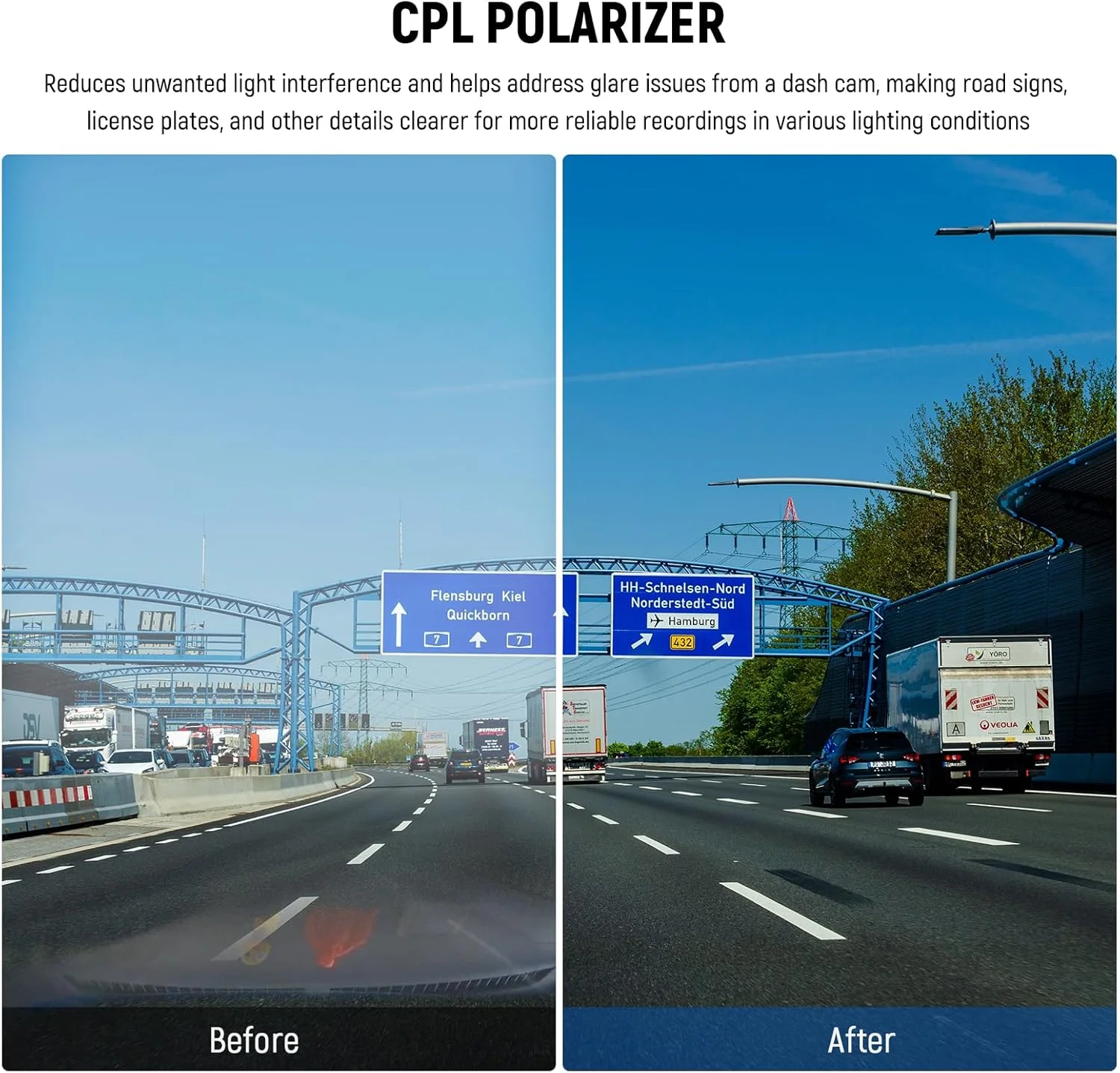 فیلتر پلاریزه دایره ای NEEWER سازگار با VIOFO A229/A139/A139Pro/T130/WM1، فیلتر پلاریزه کننده دایره ای برای دوربین خودرو، کاهش انعکاس و تابش خیره کننده/افزایش کنتراست/شیشه نوری HD چند لایه