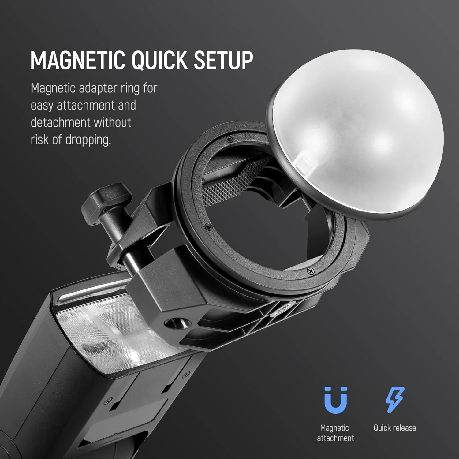 حلقه آداپتور سر فلاش مربعی NEEWER SFR1 برای CRS6 Broadcast Dome CRM2 GM-M1 Speedlite، دستگیره ضد چرخش، کفشک سرد برای Z760 NW760 NW700 NW620 NW635II TT560 Speedlight