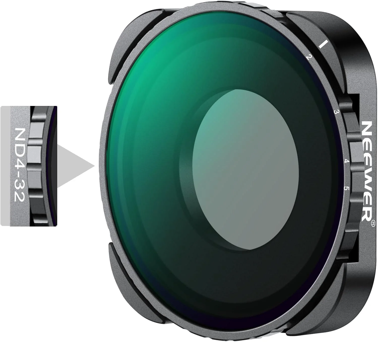 فیلتر متغیر ND4-ND32 نیور سازگار با GoPro 9، 10، 11، 12، فیلتر ND متغیر 2-5 استاپ با شیشه اپتیکال HD چند لایه و فریم باریک، بدون الگوی X