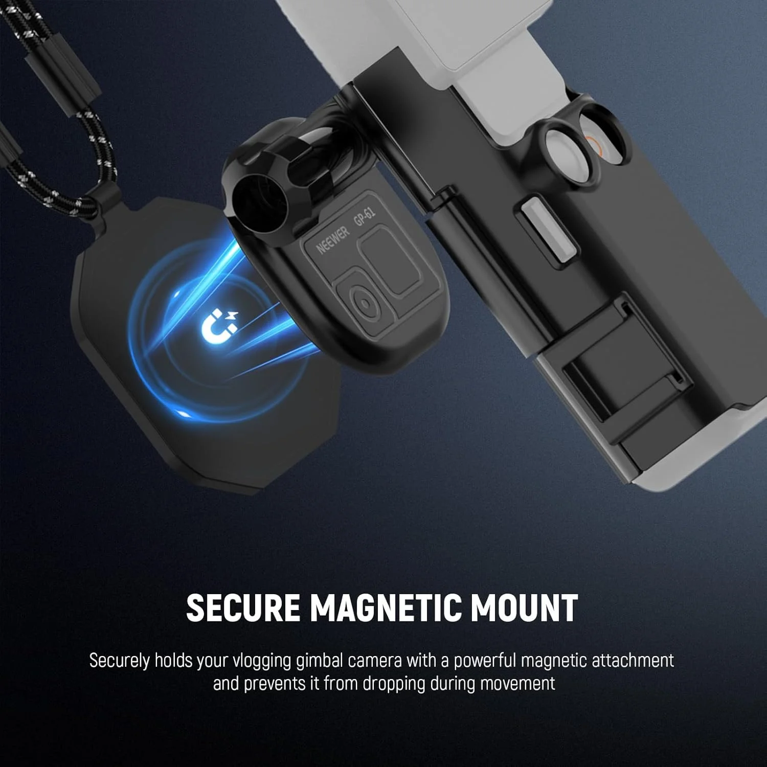 نگهدارنده گردنی مغناطیسی NEEWER GP-61 و آداپتور اتصال توسعه AC017 سازگار با لوازم جانبی DJI Osmo Pocket 3 Creator Combo، کیت نگهدارنده گردنی دوربین گیمبال قابل تنظیم برای ضبط ویدیو POV