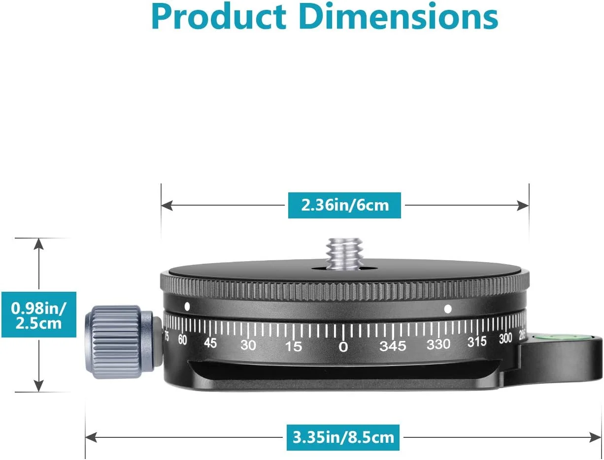 پایه پانوراما Neewer با صفحه استایل، آلیاژ آلومینیومی با پیچ 3/8 اینچی، هد سه پایه توپی پانوراما با تراز حبابی برای دوربین های DSLR، ظرفیت باربری 10 کیلوگرم