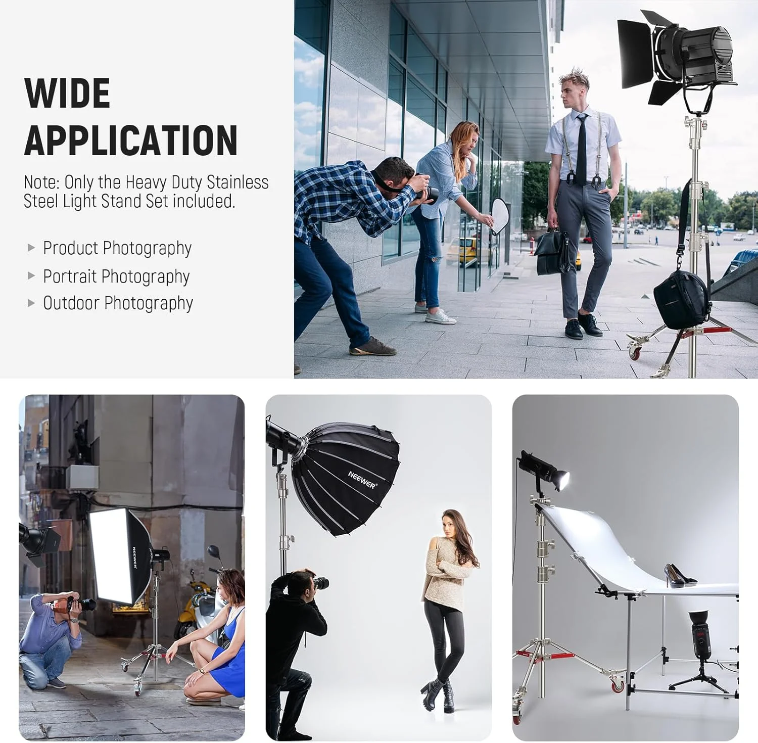 پایه نور استیل ضد زنگ سنگین نیور با چرخ، گیرنده جونیور 1-1/8 اینچی، استد فنری 5/8 اینچی، حداکثر بار 35 کیلوگرم، پایه چرخ دار جونیور 240 سانتی متری برای سافت باکس رفلکتور استودیو، ST240SS پایه نور استیل ضد زنگ سنگین نیور با چرخ، گیرنده جونیور 1-1/8 اینچی، استد فنری 5/8 اینچی، حداکثر بار 35 کیلوگرم، پایه چرخ دار جونیور 240 سانتی متری برای سافت باکس رفلکتور استودیو، ST240SS