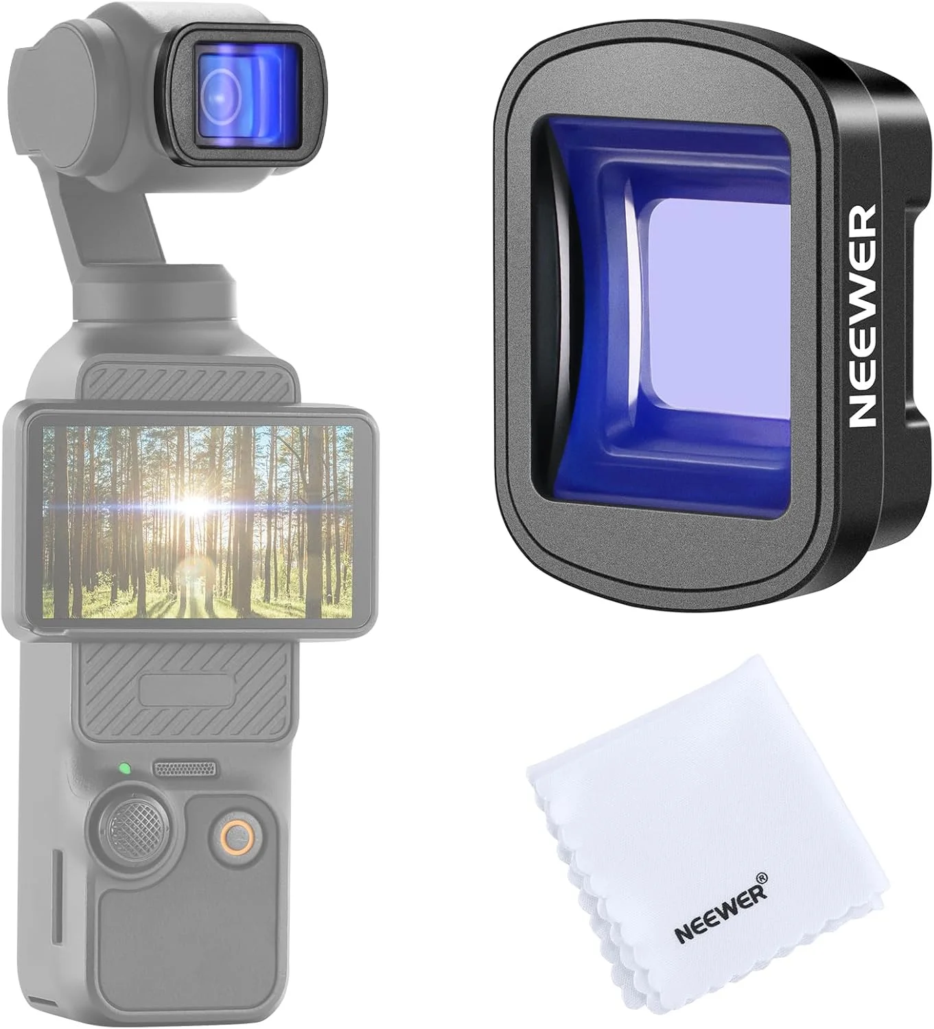 لنز آنامورفیک آبی 1.2X نیوِر سازگار با DJI Osmo Pocket 3 و لوازم جانبی Creator Combo، جلوه سینمایی آبی صفحه نمایش بزرگ، لنز شیشه ای نوری مغناطیسی HD برای ویدیو، LS-44 Pro