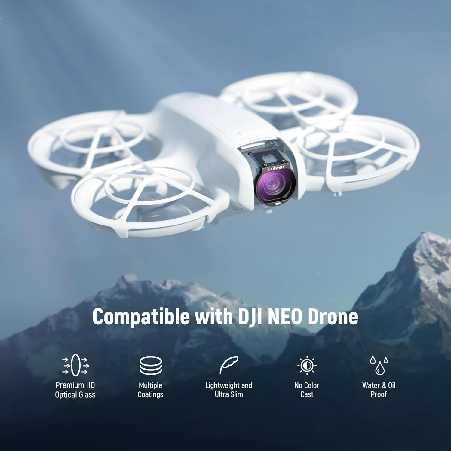 مجموعه فیلتر ND نیور سازگار با DJI NEO، بسته 6 عددی ND8/ND16/ND32/ND64/CPL/UV فیلتر پلاریزه دایره ای با تراکم خنثی، لوازم جانبی پهپاد، شیشه نوری HD چند لایه باریک، FL-N31