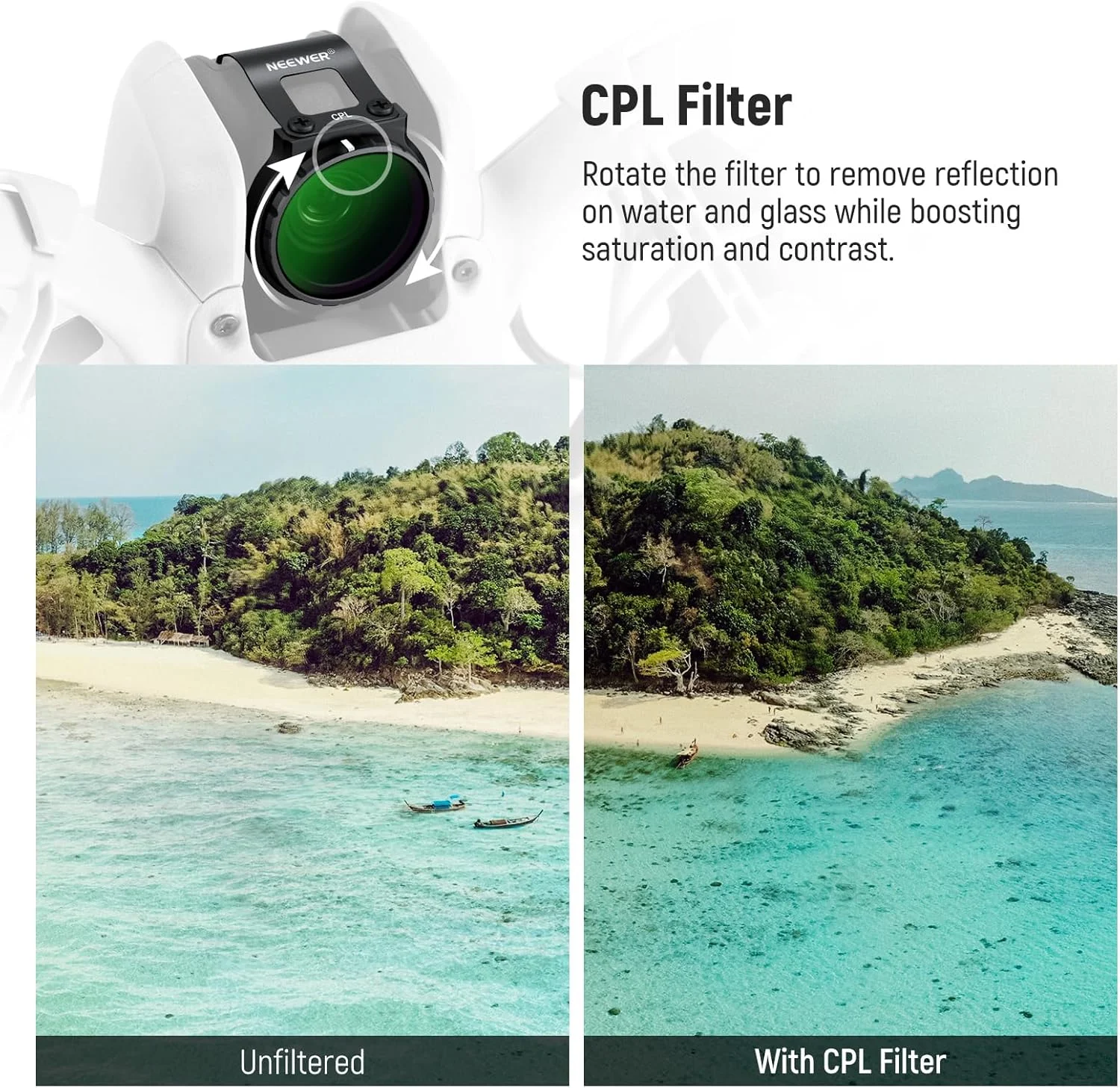 مجموعه فیلتر NEEWER برای پهپاد NEO، 6 قطعه، CPL/ND8/ND16/ND32/ND64/ND128، لوازم جانبی پهپاد، فیلتر پلاریزه دایره ای با چگالی خنثی، شیشه نوری HD چند لایه نازک سازگار با DJI NEO