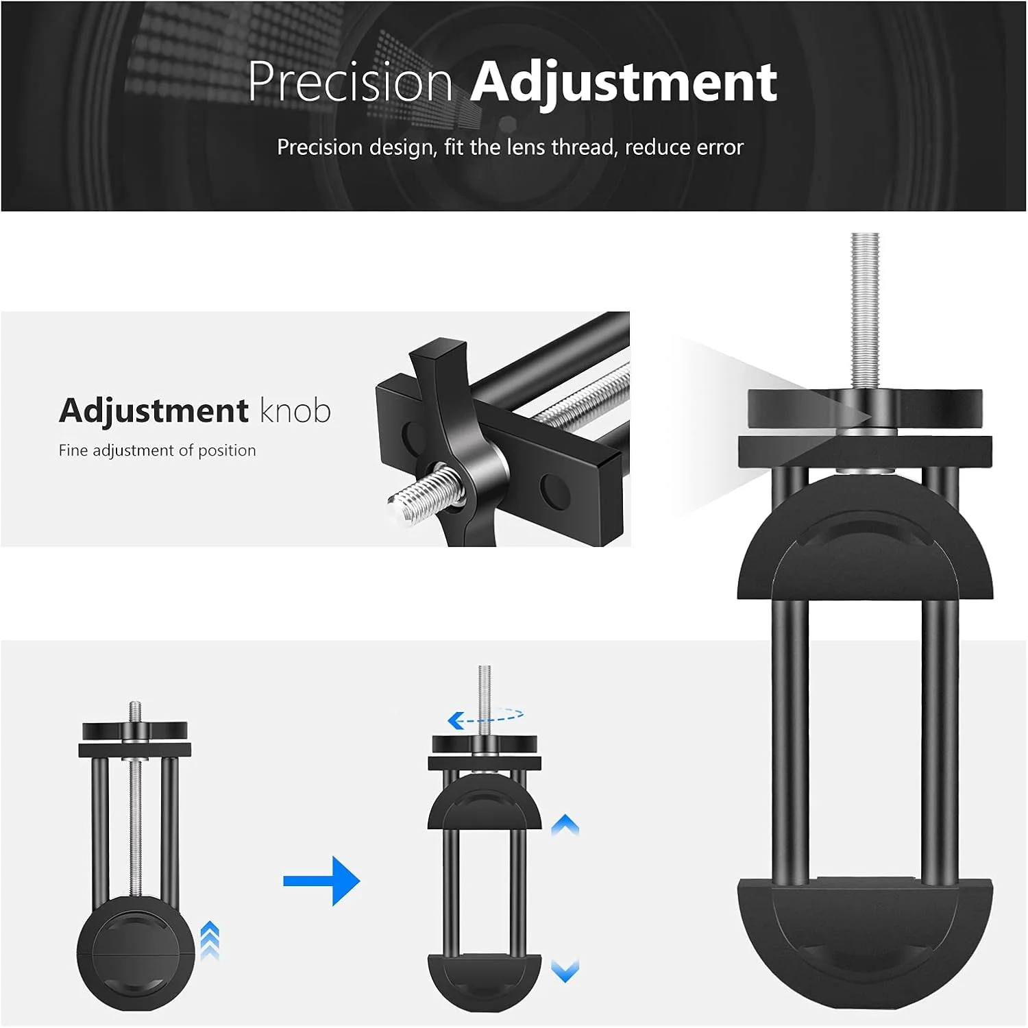 ابزار گیره لنز دوربین نیور برای لنز و فیلتر، محدوده تنظیم حلقه 27 تا 130 میلی متر، ساختار فولادی ابزار گیره لنز دوربین نیور برای لنز و فیلتر، محدوده تنظیم حلقه 27 تا 130 میلی متر، ساختار فولادی