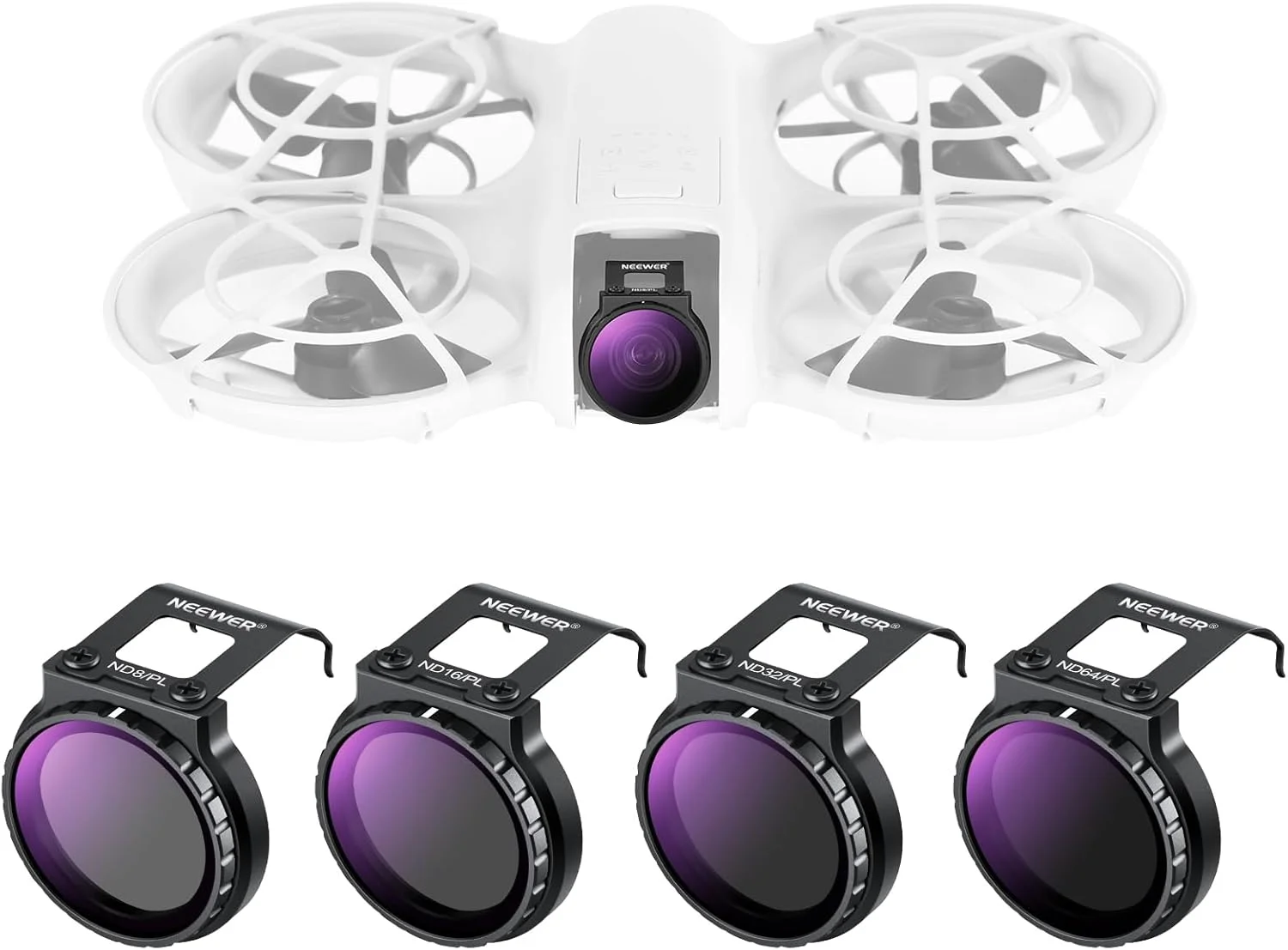 مجموعه فیلتر ND/PL نیور سازگار با DJI NEO، بسته 4 عددی ND8/PL ND16/PL ND32/PL ND64/PL، لوازم جانبی پهپاد، شیشه نوری HD چند لایه باریک، FL-N29