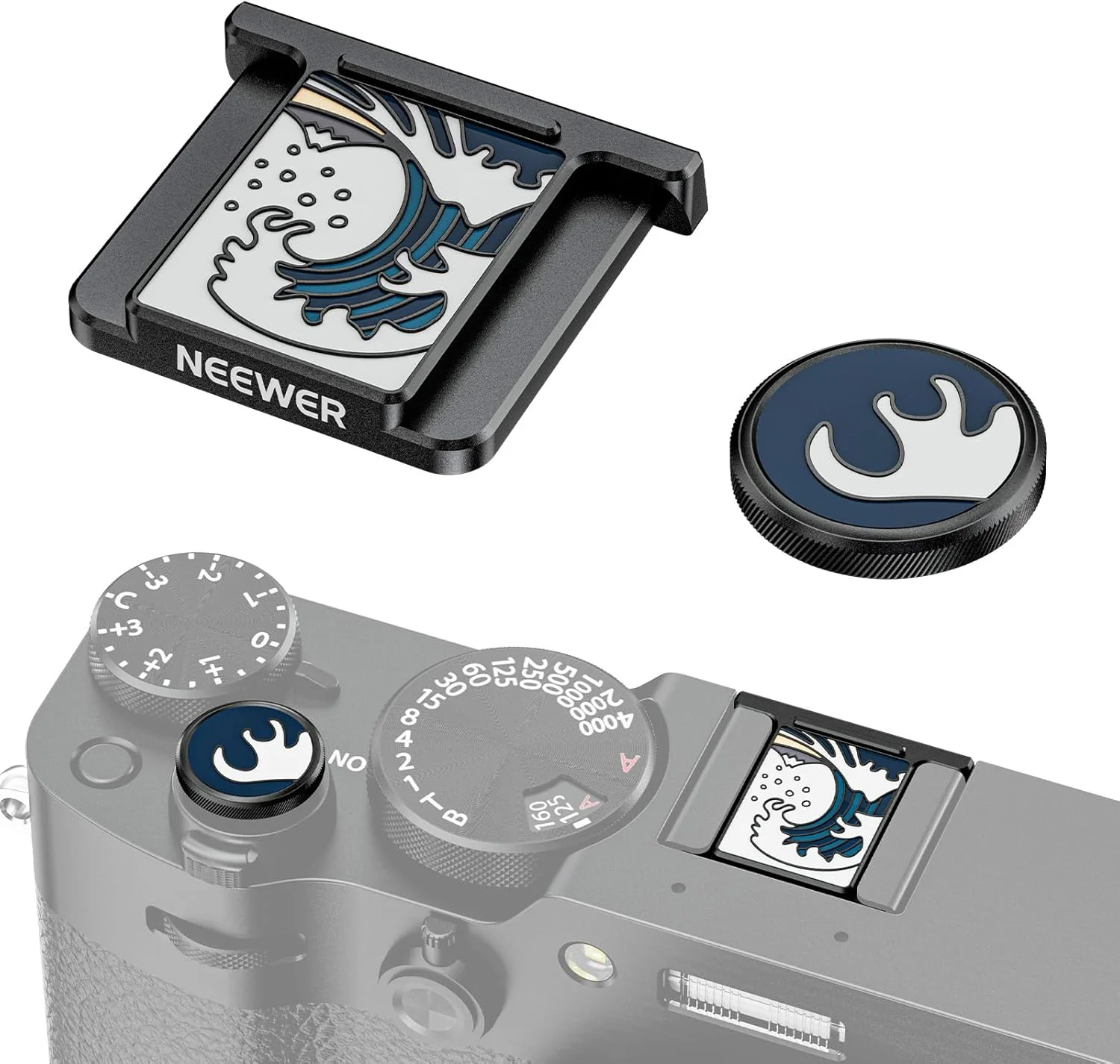 مجموعه درپوش کفشک فلاش و دکمه شاتر NEEWER X100V X100VI، درپوش کفشک سرد به همراه لوازم جانبی عکاسی دکمه شاتر سازگار با Fujifilm X100V X100VI، مشکی، CA115
