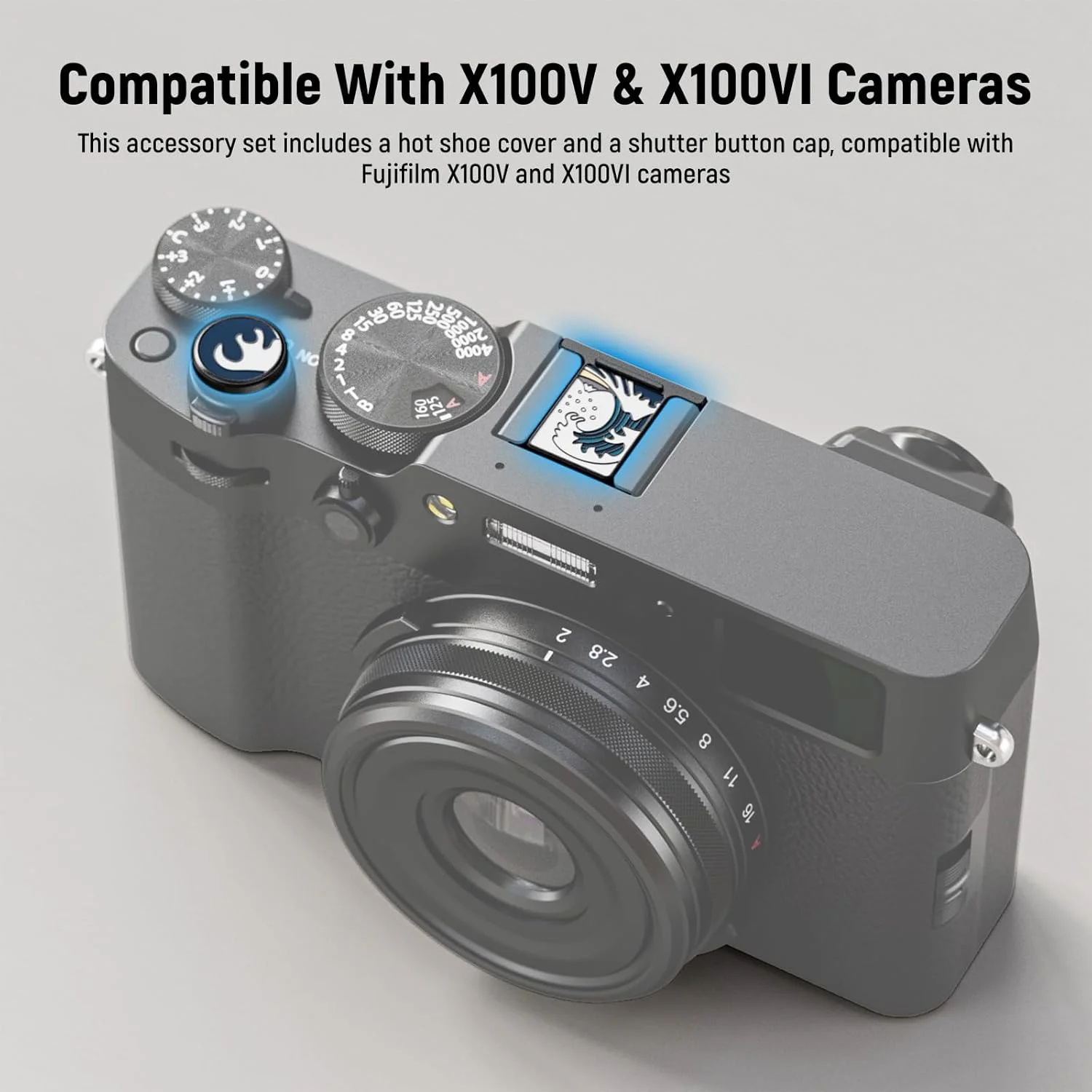 مجموعه درپوش کفشک فلاش و دکمه شاتر NEEWER X100V X100VI، درپوش کفشک سرد به همراه لوازم جانبی عکاسی دکمه شاتر سازگار با Fujifilm X100V X100VI، مشکی، CA115