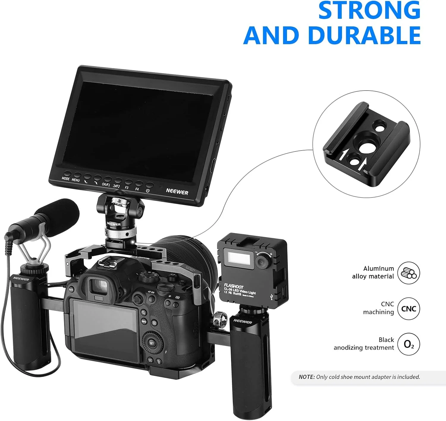 آداپتور اتصال کفشک سرد NEEWER، براکت کفشک سرد با رزوه 1/4 اینچی، سازگار با قفس دوربین DSLR SmallRig، میکروفون، چراغ LED، مانیتور و موارد دیگر (بسته 2 عددی، ST26)