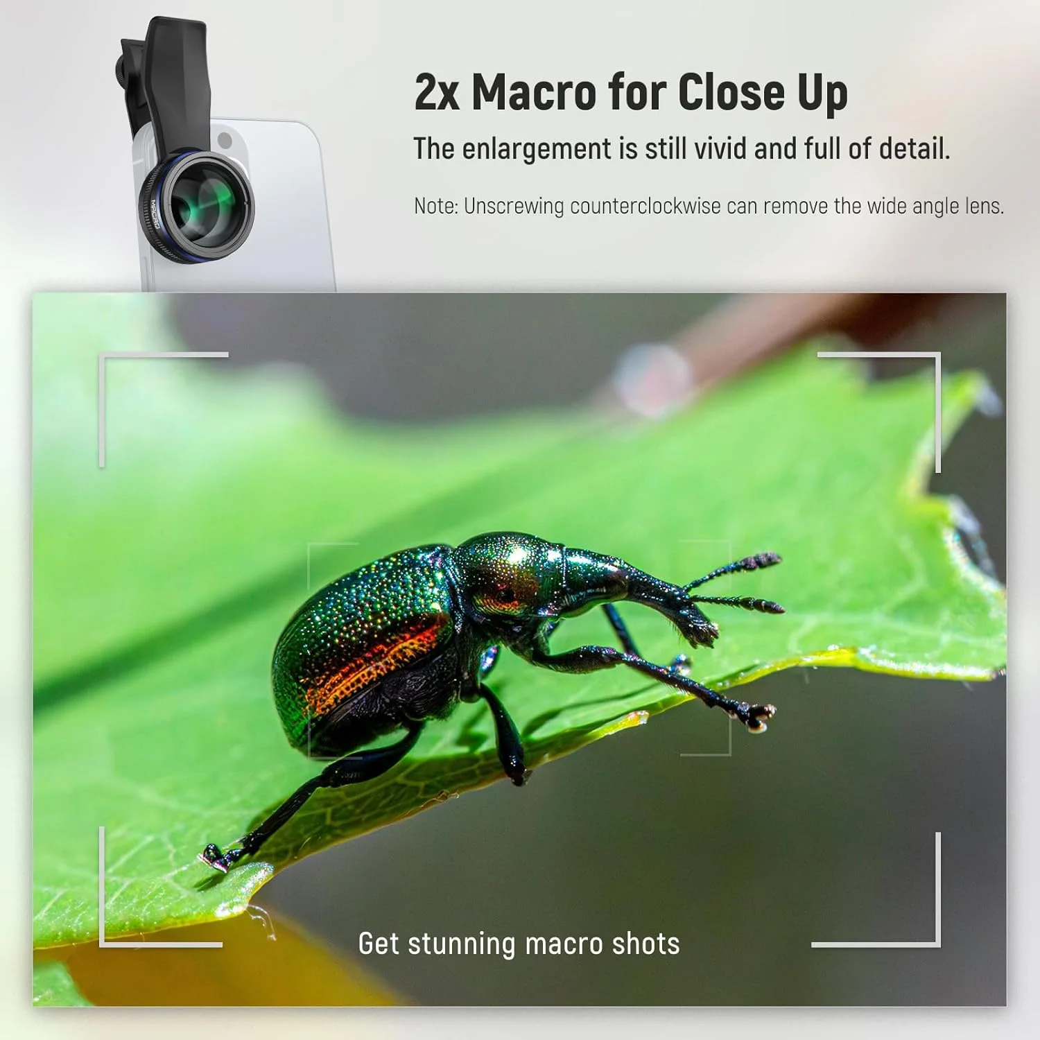 کیت لنز موبایل 2 در 1 NEEWER، زاویه باز 0.75x و ماکرو 2x، ساختار آلیاژ آلومینیوم، طراحی لنز دوگانه، مانت رزوه 37 میلی‌متری، سازگار با آیفون، سامسونگ و سایر تلفن‌های اندرویدی