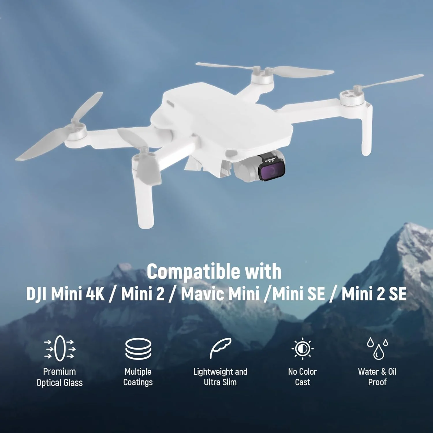 مجموعه 6 عددی فیلترهای ND CPL نیور سازگار با DJI Mini 4K/2/Mavic/SE/2 SE، لوازم جانبی لنز پهپاد، فیلتر پلاریزه دایره ای Snap On با چگالی خنثی ND8/ND16/ND32/ND64/ND256، شیشه HD، FL-B32