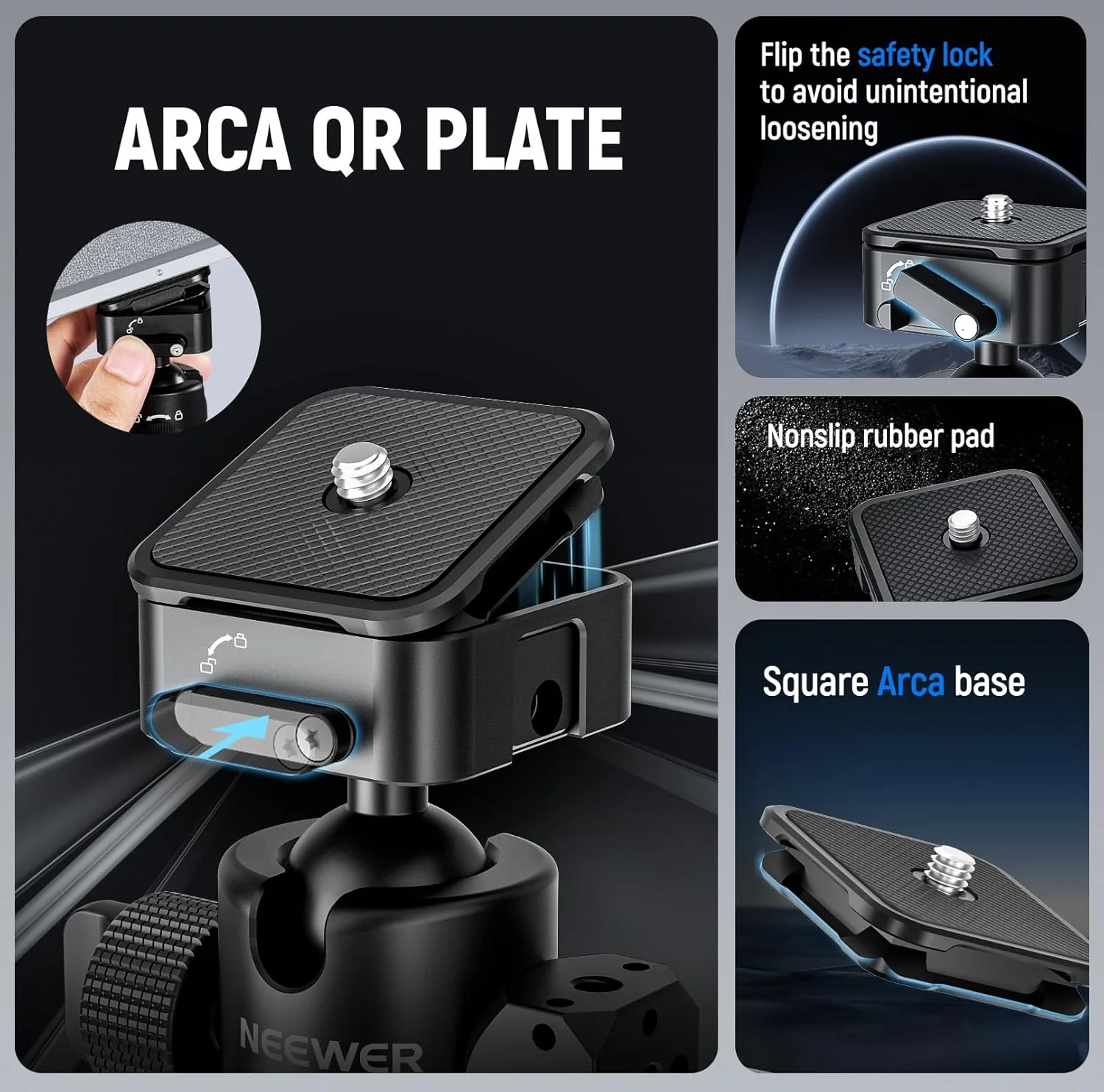 هد توپی NEEWER با صفحه رهاسازی سریع Arca چهار طرفه، چرخش 360 درجه، شیب 180 درجه، چهار سوراخ ARRI 1/4 اینچی، دکمه قفل ارتقا یافته 2 در 1 برای دوربین فیلمبرداری، حداکثر بار 6 کیلوگرم، GM12 هد توپی NEEWER با صفحه رهاسازی سریع Arca چهار طرفه، چرخش 360 درجه، شیب 180 درجه، چهار سوراخ ARRI 1/4 اینچی، دکمه قفل ارتقا یافته 2 در 1 برای دوربین فیلمبرداری، حداکثر بار 6 کیلوگرم، GM12