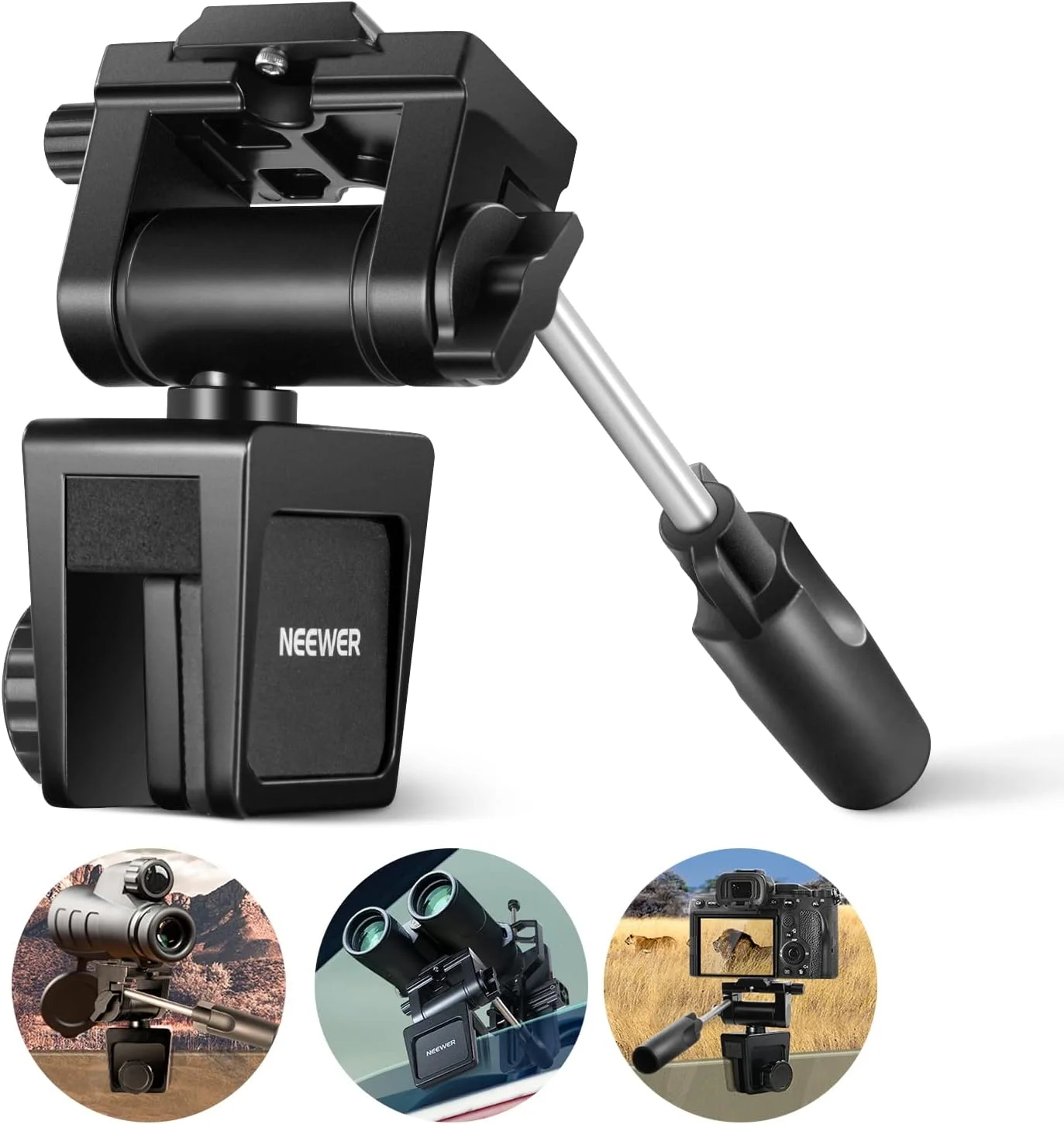 نگهدارنده پایه پنجره خودرو NEEWER برای تلسکوپ با دسته چرخشی، مناسب برای دوربین SLR و تلسکوپ، چرخش 360 درجه و شیب 120 درجه برای مشاهده حیات وحش، تماشای پرندگان و دیده‌بانی
