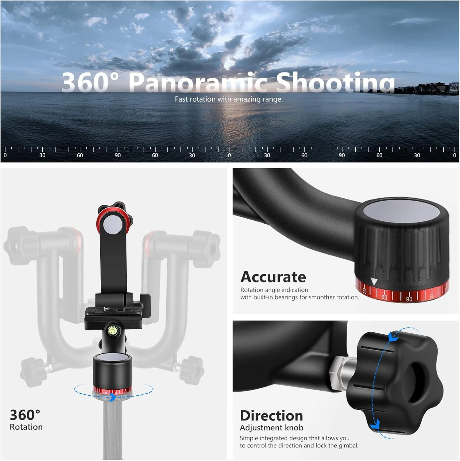 سر سه پایه گیمبال NEEWER مدل GM101، آلیاژ آلومینیوم سنگین و حرفه ای با صفحه رهاسازی سریع نوع Arca، پشتیبانی از تصویربرداری پانورامای 360 درجه نرم تر برای دوربین های DSLR تا 13.6 کیلوگرم سر سه پایه گیمبال NEEWER مدل GM101، آلیاژ آلومینیوم سنگین و حرفه ای با صفحه رهاسازی سریع نوع Arca، پشتیبانی از تصویربرداری پانورامای 360 درجه نرم تر برای دوربین های DSLR تا 13.6 کیلوگرم