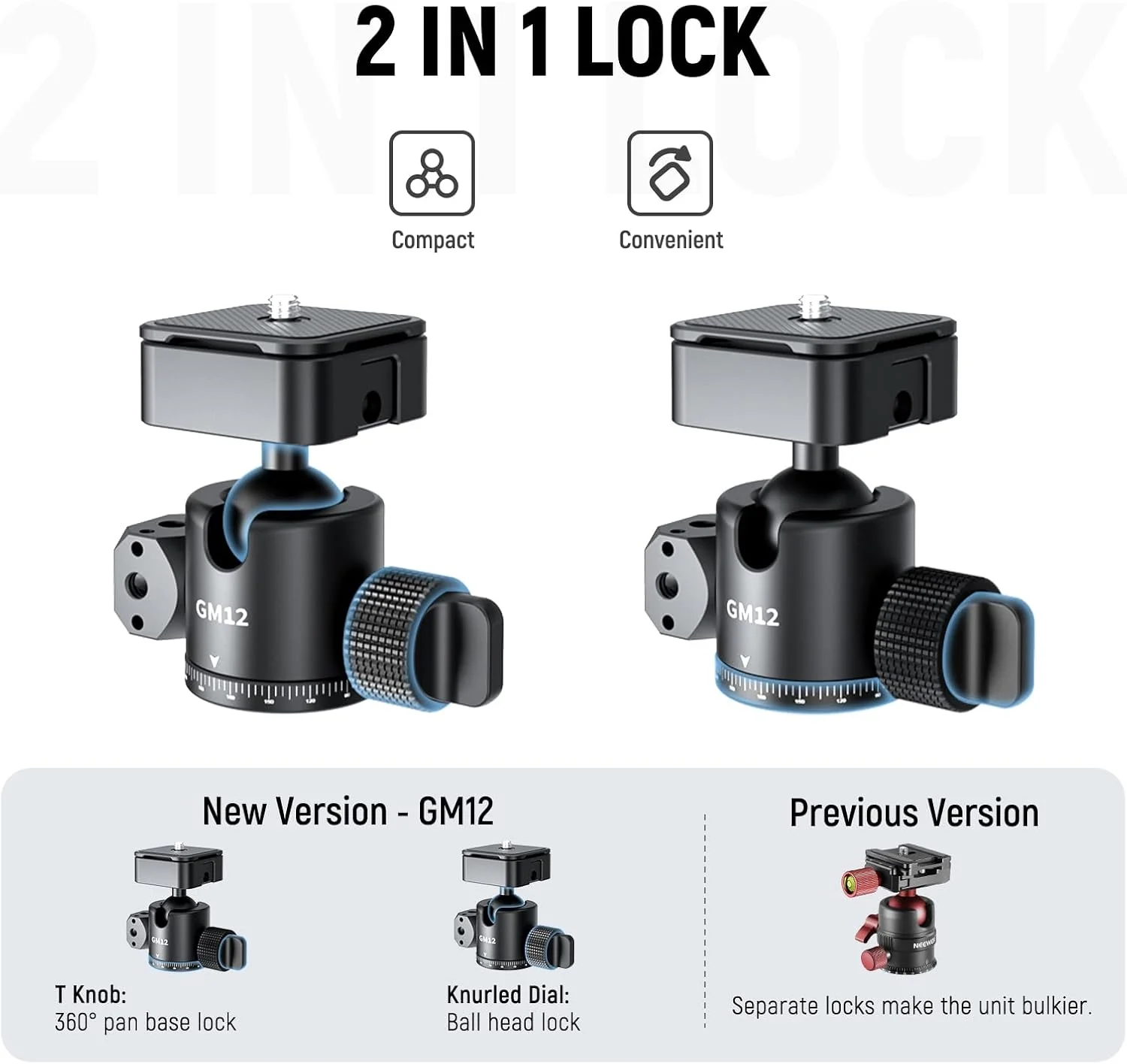 هد توپی NEEWER با صفحه رهاسازی سریع Arca چهار طرفه، چرخش 360 درجه، شیب 180 درجه، چهار سوراخ ARRI 1/4 اینچی، دکمه قفل ارتقا یافته 2 در 1 برای دوربین فیلمبرداری، حداکثر بار 6 کیلوگرم، GM12 هد توپی NEEWER با صفحه رهاسازی سریع Arca چهار طرفه، چرخش 360 درجه، شیب 180 درجه، چهار سوراخ ARRI 1/4 اینچی، دکمه قفل ارتقا یافته 2 در 1 برای دوربین فیلمبرداری، حداکثر بار 6 کیلوگرم، GM12