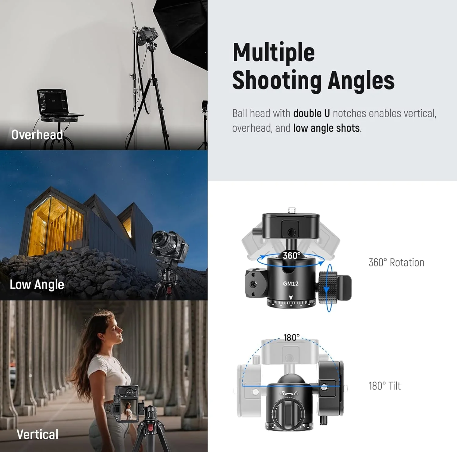 هد توپی NEEWER با صفحه رهاسازی سریع Arca چهار طرفه، چرخش 360 درجه، شیب 180 درجه، چهار سوراخ ARRI 1/4 اینچی، دکمه قفل ارتقا یافته 2 در 1 برای دوربین فیلمبرداری، حداکثر بار 6 کیلوگرم، GM12 هد توپی NEEWER با صفحه رهاسازی سریع Arca چهار طرفه، چرخش 360 درجه، شیب 180 درجه، چهار سوراخ ARRI 1/4 اینچی، دکمه قفل ارتقا یافته 2 در 1 برای دوربین فیلمبرداری، حداکثر بار 6 کیلوگرم، GM12