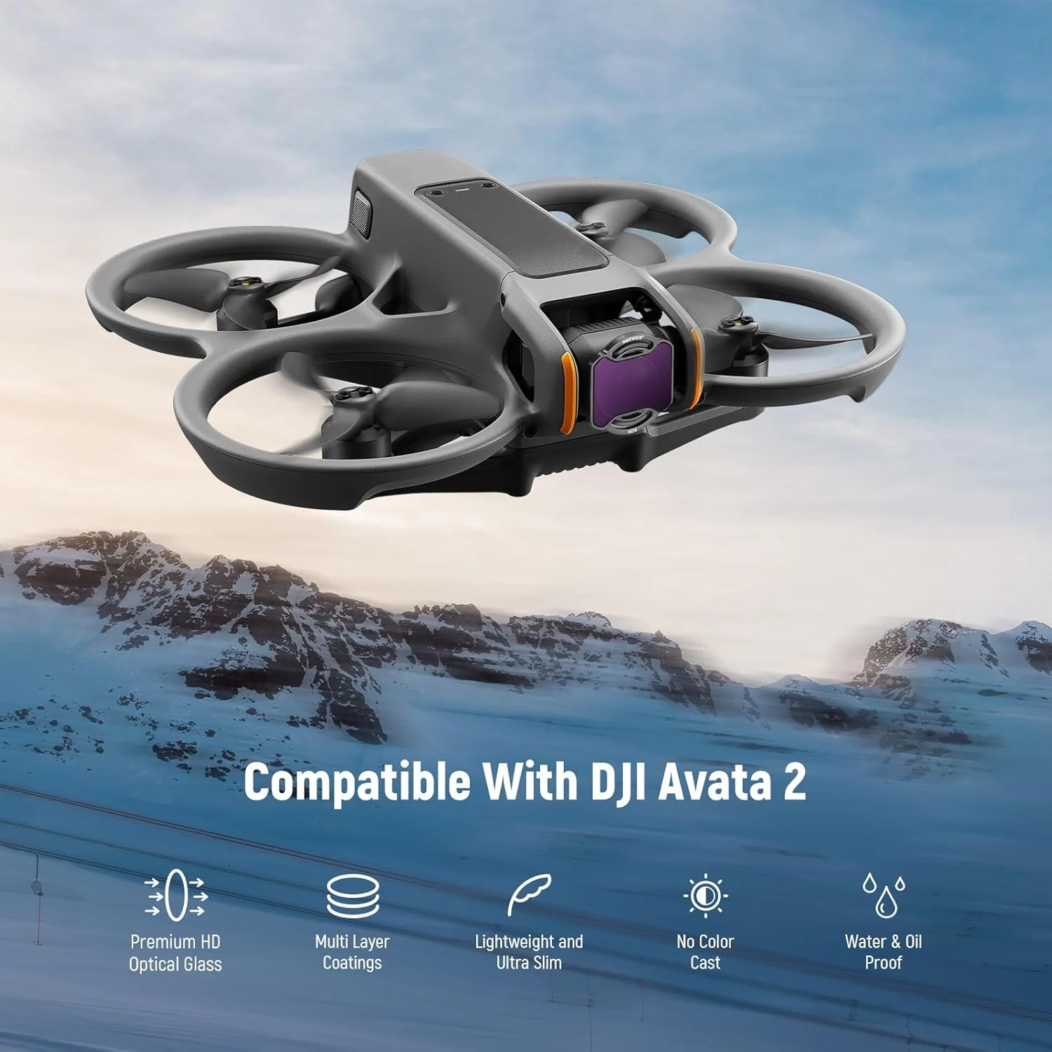 مجموعه فیلترهای ND و UV اسنپ-آن NEEWER سازگار با DJI Avata 2، بسته 6 عددی فیلترهای UV و چگالی خنثی ND8 ND16 ND32 ND64 ND256 لوازم جانبی لنز پهپاد با فریم فوق العاده باریک و شیشه HD با پوشش دو طرفه