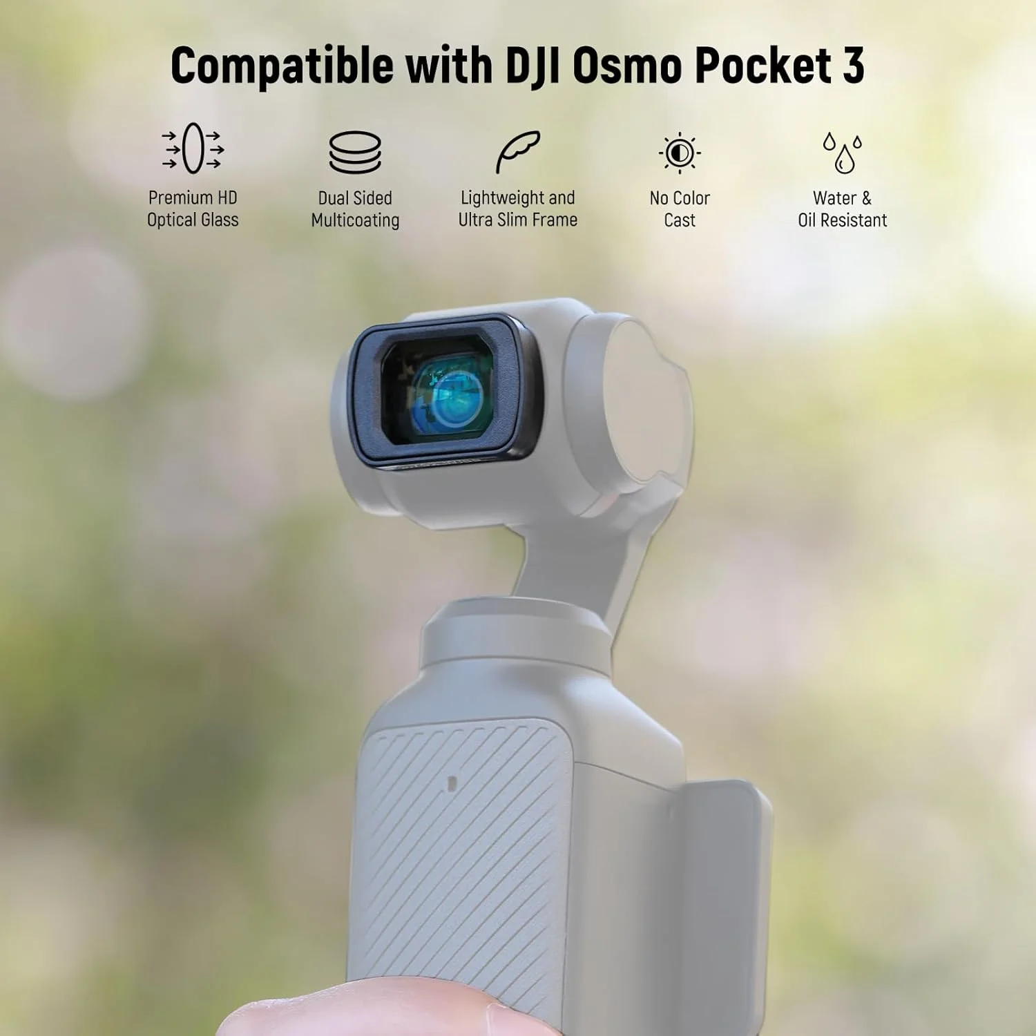 فیلتر دیفیوژن مشکی 1/4 و لنز زاویه باز NEEWER سازگار با لوازم جانبی DJI Osmo Pocket 3 Creator Combo، میدان دید 108 درجه، فیلترهای جلوه سینمایی با 2 محافظ صفحه نمایش، FL-B33