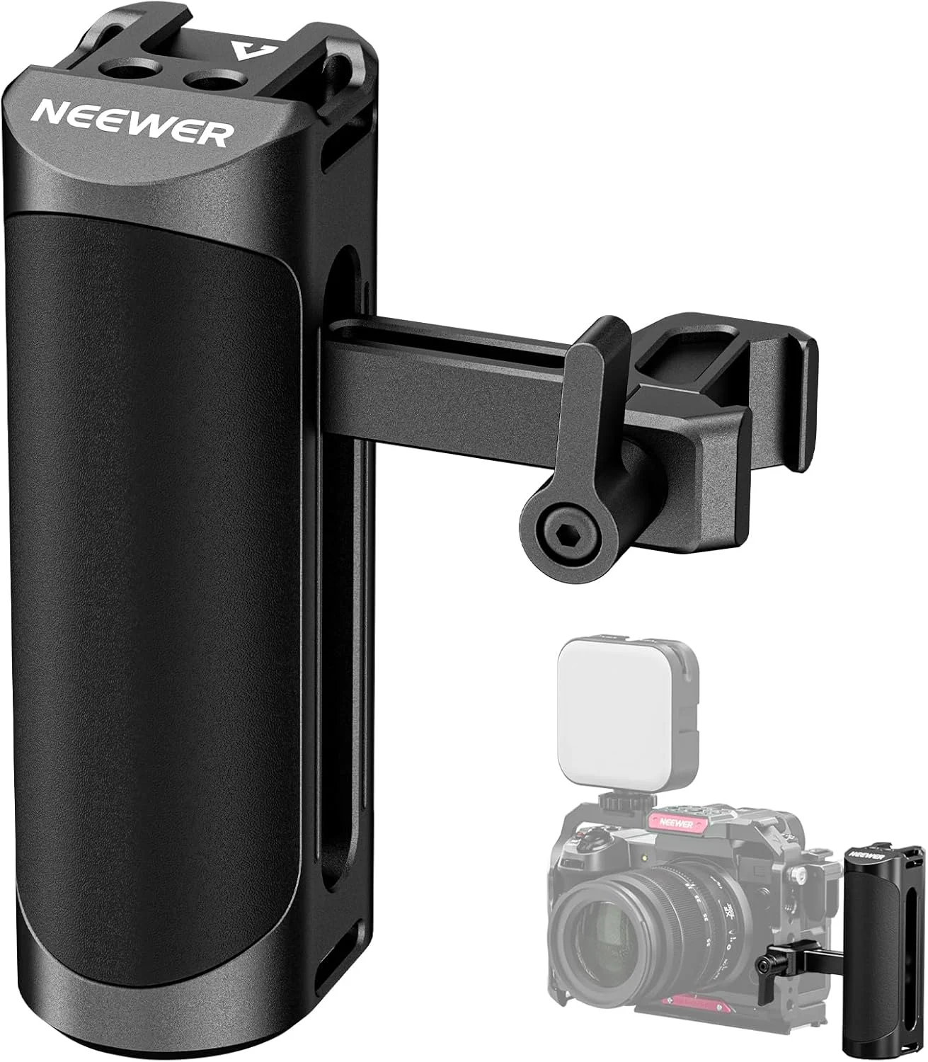 دسته جانبی ناتو Neewer با گیره ناتو، مانت کفشک سرد، رزوه های 1/4 اینچی، پشتیبانی از تنظیم بالا و پایین، دستگیره دوربین آلومینیومی جهانی سازگار با قفس دوربین SmallRig، مدل CA017H
