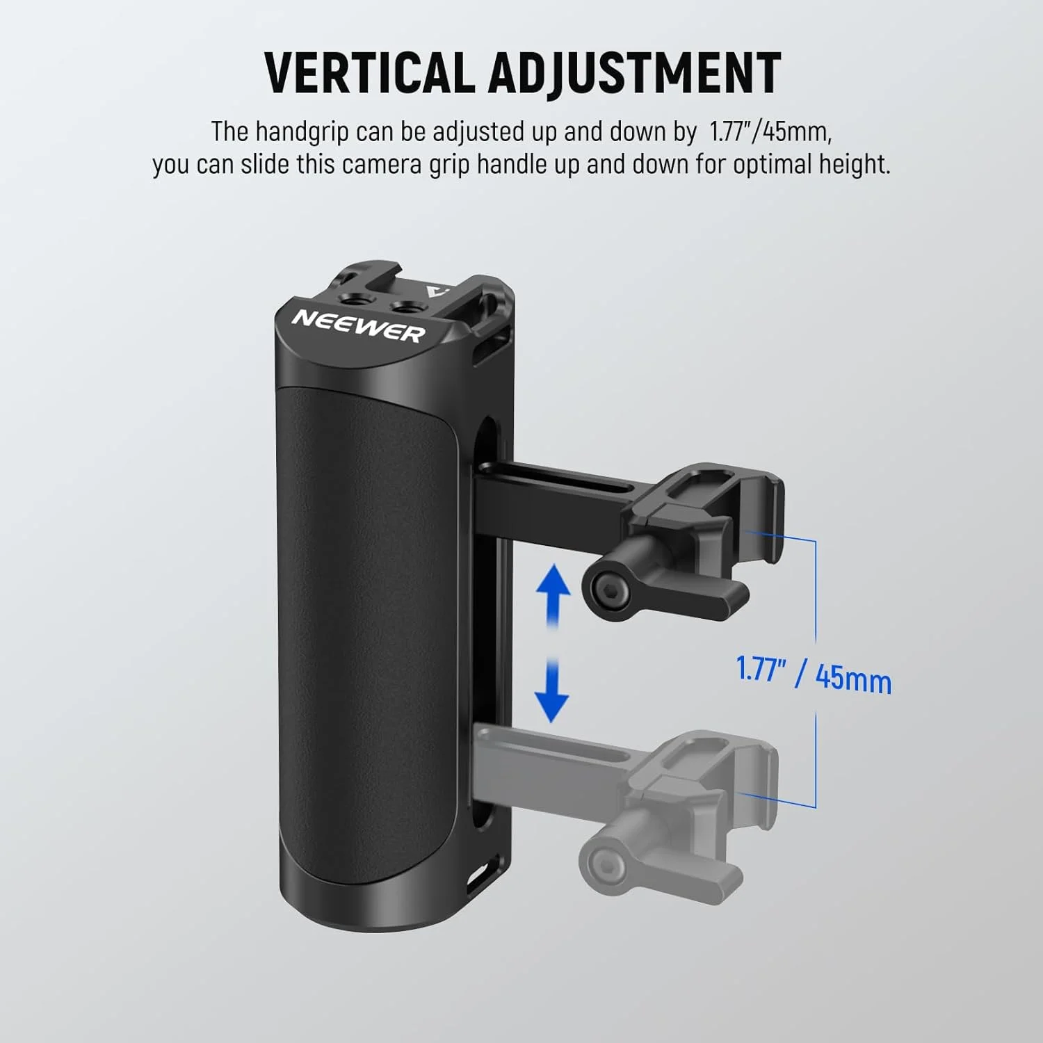 دسته جانبی ناتو Neewer با گیره ناتو، مانت کفشک سرد، رزوه های 1/4 اینچی، پشتیبانی از تنظیم بالا و پایین، دستگیره دوربین آلومینیومی جهانی سازگار با قفس دوربین SmallRig، مدل CA017H