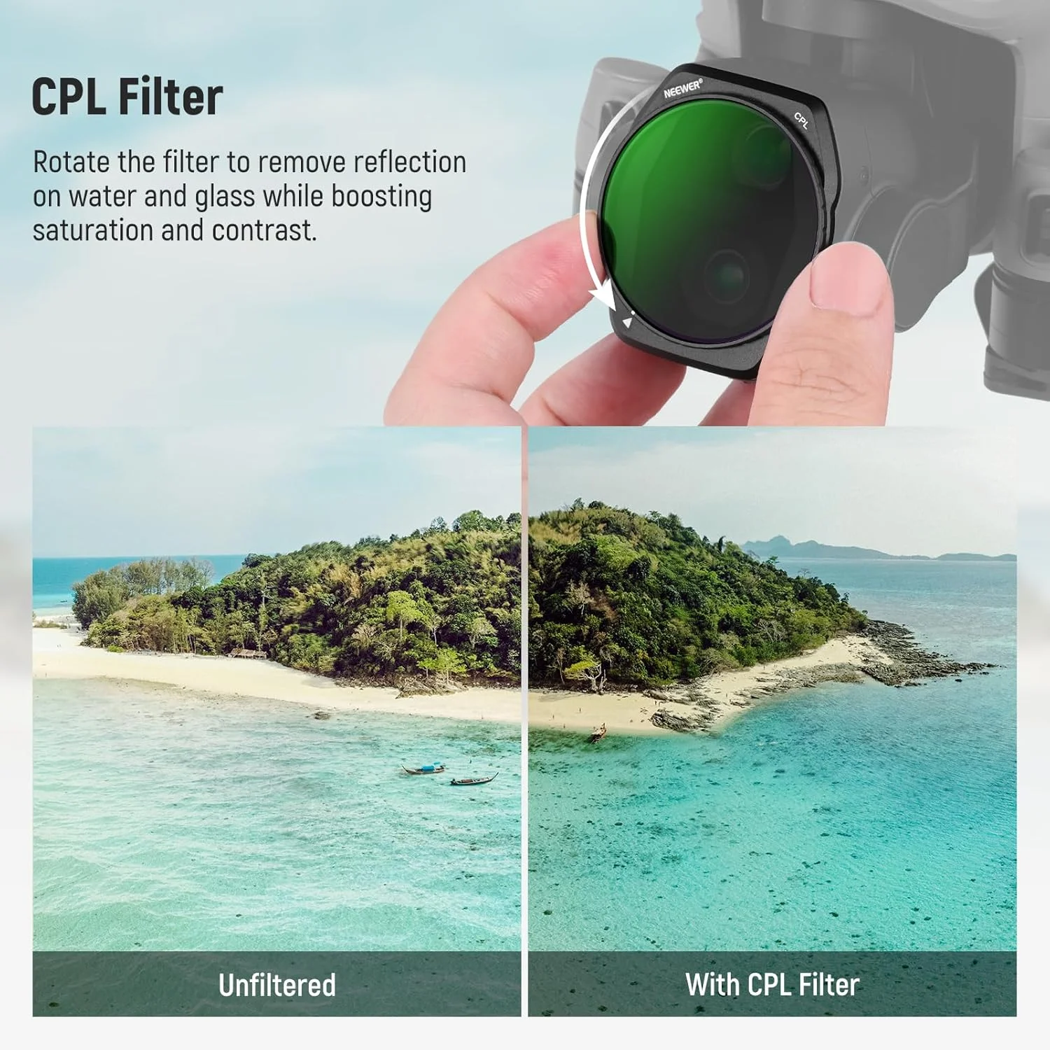 مجموعه فیلتر ND نیوئر سازگار با DJI Air 3S، بسته 6 عددی ND8+ND16+ND32+ND64+ND256+CPL فیلتر پلاریزه دایره ای با تراکم خنثی، لوازم جانبی پهپاد، شیشه نوری HD چند لایه باریک، FL-A86