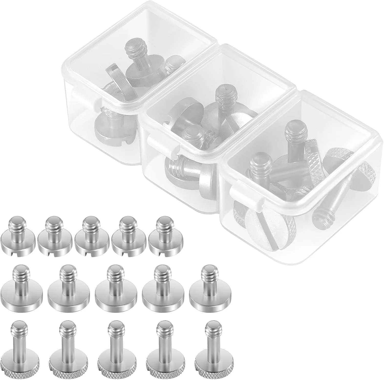 مجموعه 15 عددی پیچ 1/4 اینچی NEEWER با جعبه نگهداری، 3 سایز، استیل ضد زنگ، پیچ سه پایه، اتصال سریع، پیچ جایگزین، طراحی شده برای UA026