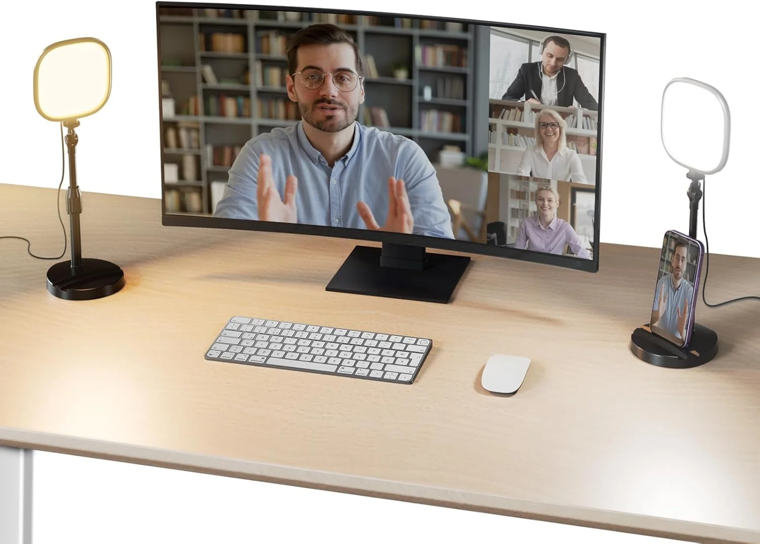 ست دو عددی چراغ رومیزی 5 اینچی NEEWER Basics برای کنفرانس ویدیویی، 10 وات، دو رنگ، نور لبه ای برای کامپیوتر، لپ تاپ، وب کم، تماس های زوم، استریمینگ، ضبط تلفن، چراغ حلقه ای LED تمام صفحه با پایه، NL10