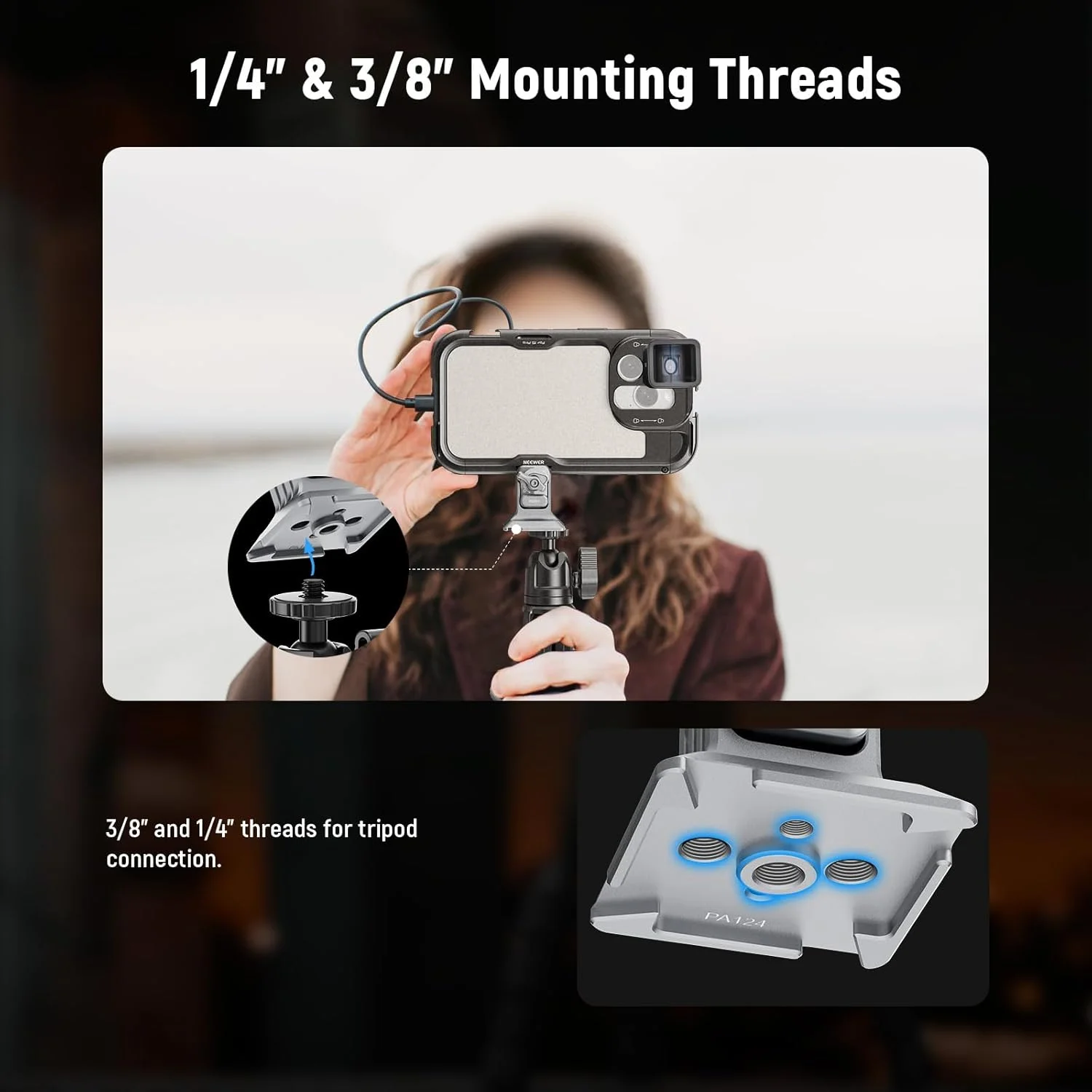 نگهدارنده سه پایه گوشی NEEWER با پایه نوع Arca، رزوه های 1/4 اینچی، گیره رهاسازی سریع سازگار با قفس گوشی iPhone 16 Pro Max S25 Ultra DJI RS4 Mini R4 Pro RS3 Pro RS2 RSC2، نقره ای، PA124 نگهدارنده سه پایه گوشی NEEWER با پایه نوع Arca، رزوه های 1/4 اینچی، گیره رهاسازی سریع سازگار با قفس گوشی iPhone 16 Pro Max S25 Ultra DJI RS4 Mini R4 Pro RS3 Pro RS2 RSC2، نقره ای، PA124
