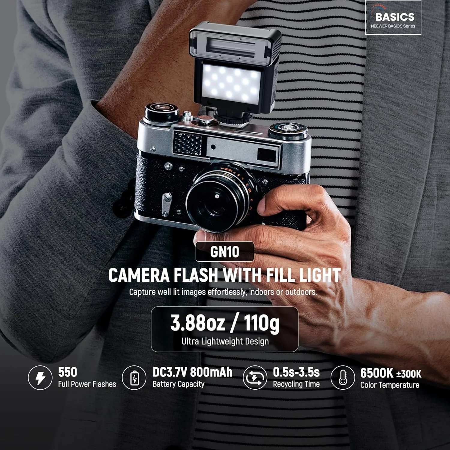 فلاش دوربین کوچک NEEWER BASICS با نور ویدئویی LED 2 واتی/GN10/بازیافت 0.5-3.5 ثانیه/550 فلاش/6500K±300K/باتری 800mAh، سازگار با دوربین های DSLR کانن فوجی فیلم سونی نیکون ریکو با کفشک استاندارد، A10L فلاش دوربین کوچک NEEWER BASICS با نور ویدئویی LED 2 واتی/GN10/بازیافت 0.5-3.5 ثانیه/550 فلاش/6500K±300K/باتری 800mAh، سازگار با دوربین های DSLR کانن فوجی فیلم سونی نیکون ریکو با کفشک استاندارد، A10L