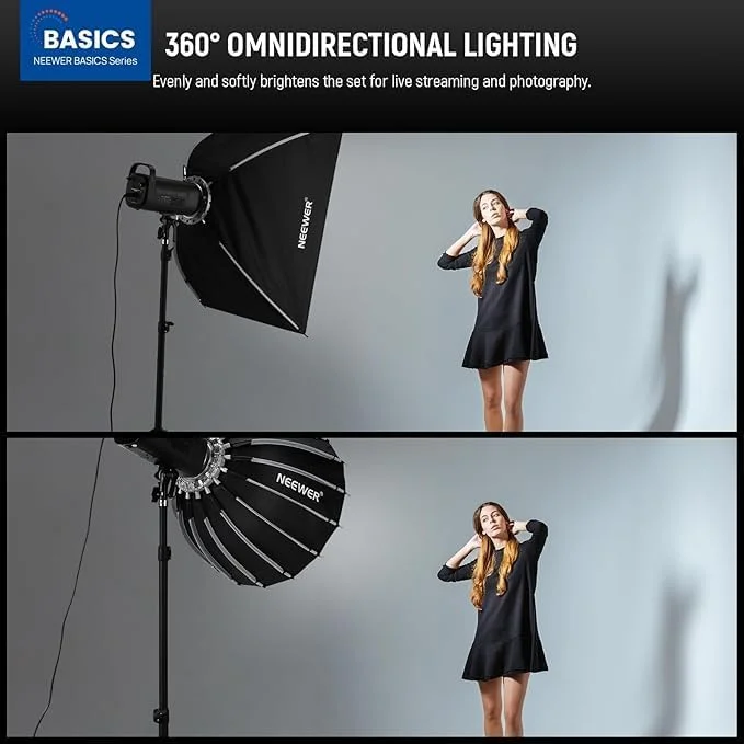 کیت سافت باکس پارابولیک NEEWER BASICS، دیفیوزر نور سافت باکس با مانت بوئنز رهاسازی سریع 21.7 اینچی سازگار با Godox سازگار با Aputure 600d برای نورپردازی ضبط ویدیو عکاسی استودیویی، NS36P کیت سافت باکس پارابولیک NEEWER BASICS، دیفیوزر نور سافت باکس با مانت بوئنز رهاسازی سریع 21.7 اینچی سازگار با Godox سازگار با Aputure 600d برای نورپردازی ضبط ویدیو عکاسی استودیویی، NS36P