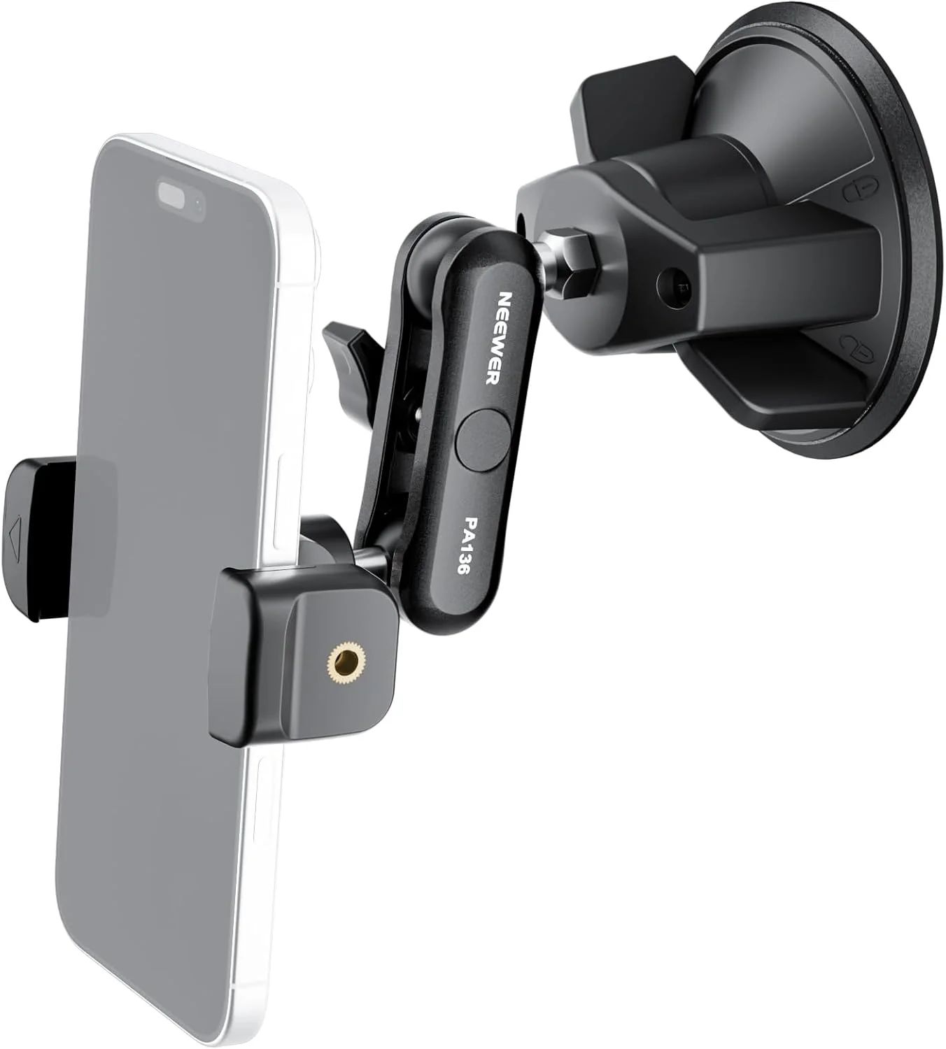 نگهدارنده گوشی NEEWER برای خودرو، با مکنده خلاء چرخان 360 درجه و بازوی جادویی فلزی سازگار با آیفون و سامسونگ برای شیشه جلو، نورگیر و ضبط ویدیو ناوبری