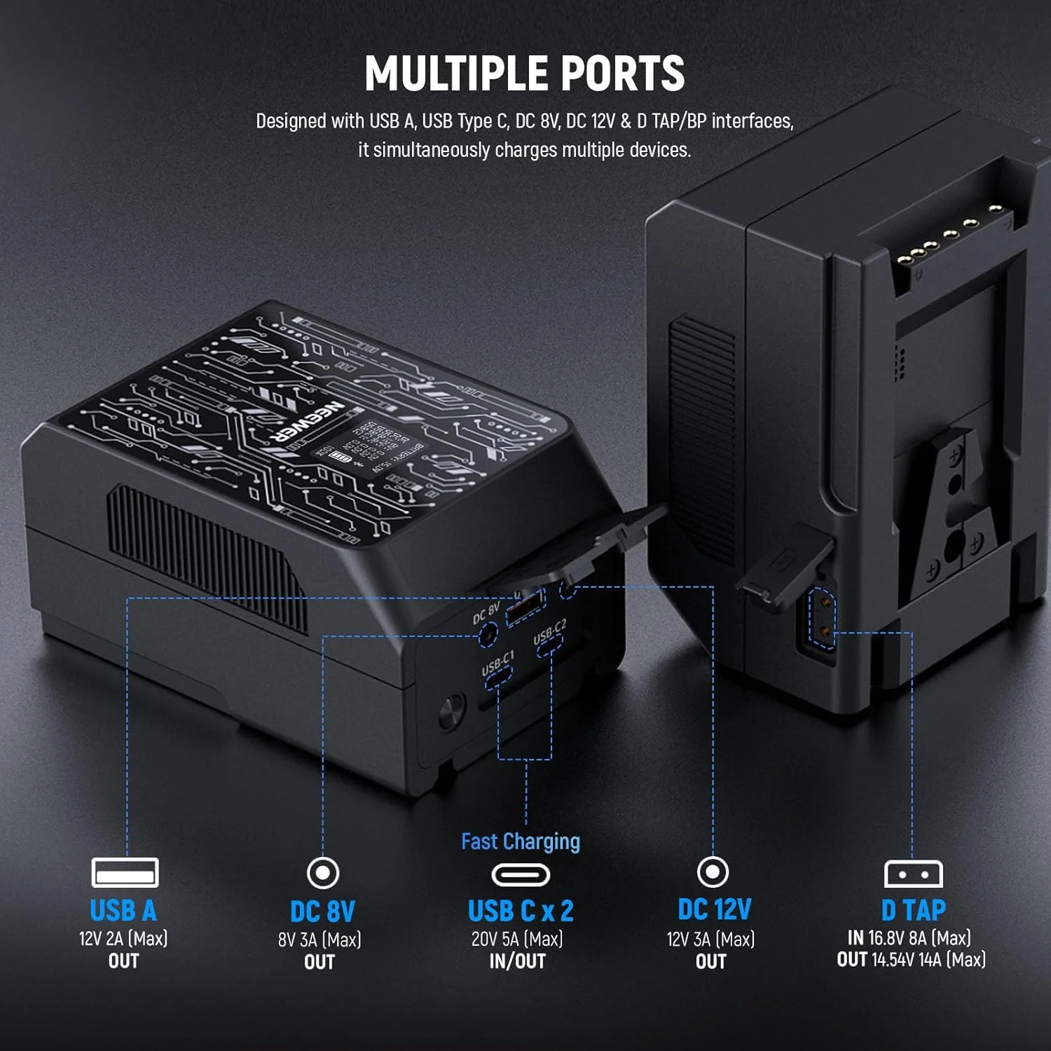 باتری مینی V-Mount نیوئر با کنترل هوشمند از طریق اپلیکیشن، 6800mAh 99Wh 14.5V 100W PD شارژ سریع، OLED، منبع تغذیه پشتیبان سازگار با BMPCC 4k 6k، USB C برای مانیتور دوربین و نور ویدئو، PS099S باتری مینی V-Mount نیوئر با کنترل هوشمند از طریق اپلیکیشن، 6800mAh 99Wh 14.5V 100W PD شارژ سریع، OLED، منبع تغذیه پشتیبان سازگار با BMPCC 4k 6k، USB C برای مانیتور دوربین و نور ویدئو، PS099S