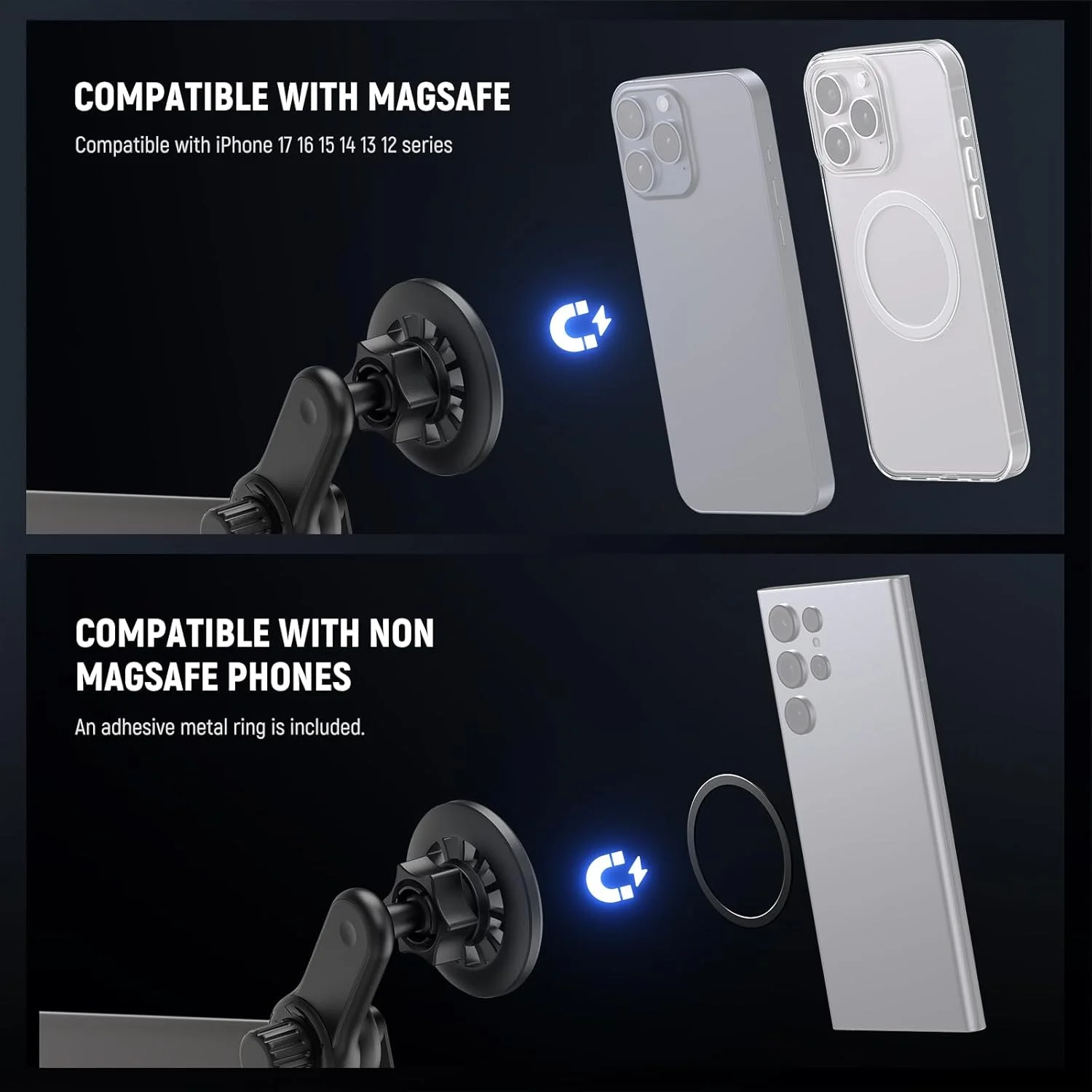 پایه نگهدارنده مغناطیسی گوشی موبایل نیوور، سازگار با تسلا مدل 3 / Y، سازگار با آیفون، سامسونگ، هواوی، اندروید برای ضبط ویدیو، YW-145A پایه نگهدارنده مغناطیسی گوشی موبایل نیوور، سازگار با تسلا مدل 3 / Y، سازگار با آیفون، سامسونگ، هواوی، اندروید برای ضبط ویدیو، YW-145A