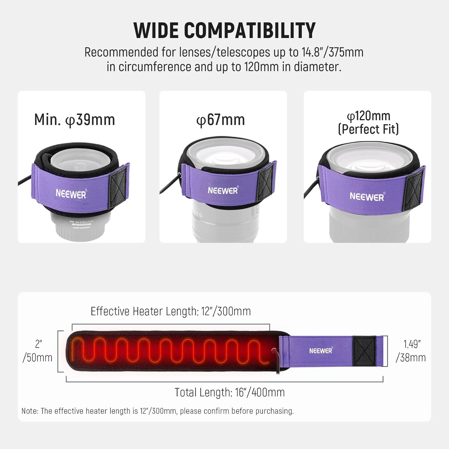 گرمکن لنز USB نیوئر 400 میلیمتری برای دوربین و تلسکوپ، نوار گرمکن ضد شبنم با 3 سطح دما، جلوگیری از تراکم مه و شبنم برای دوربینهای DSLR بدون آینه، دوربین دوچشمی و عکاسی نجومی، مدل HW-29B گرمکن لنز USB نیوئر 400 میلیمتری برای دوربین و تلسکوپ، نوار گرمکن ضد شبنم با 3 سطح دما، جلوگیری از تراکم مه و شبنم برای دوربینهای DSLR بدون آینه، دوربین دوچشمی و عکاسی نجومی، مدل HW-29B